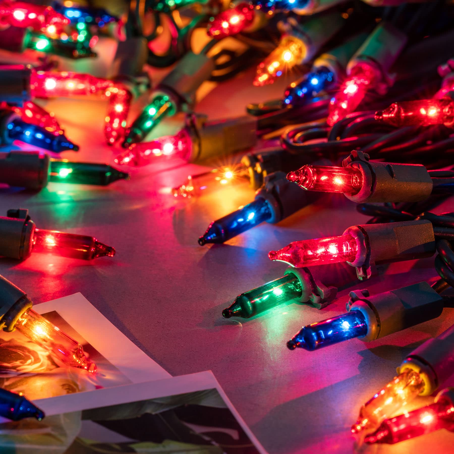 YULETIME Multicolor Christmas Lights, 66 Feet 200 Count UL Certified String Lights, 2 Sets of 33 Ft 100 Count Incandescent Mini