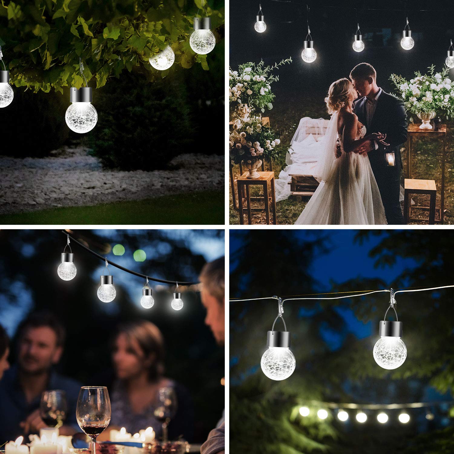Partphoner Solar Globe Lanterns 12 Pack, Waterproof  ed Glass, Cold White, Model Pa1164 For Outdoor Decor, Garden, Patio