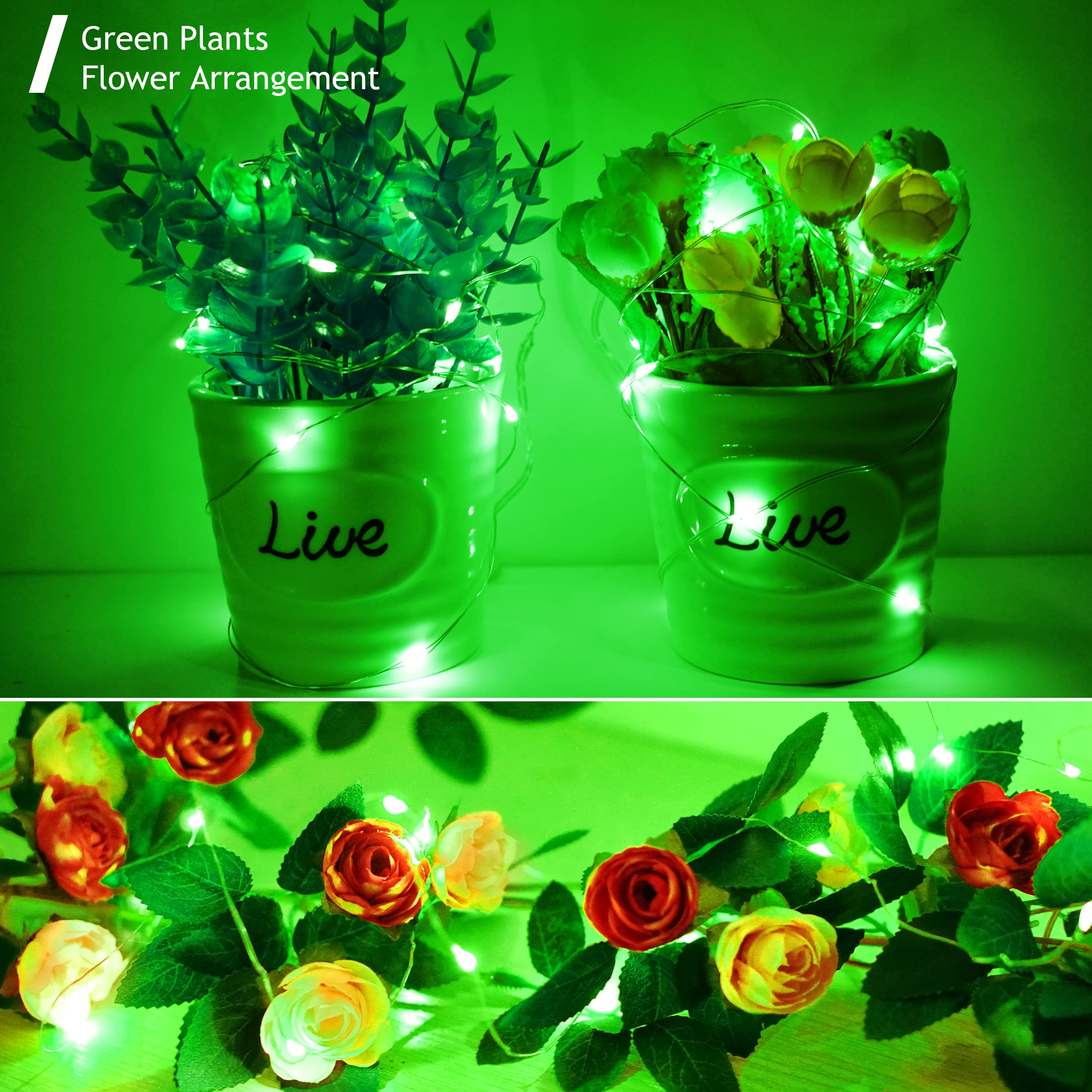 Sunkite Green Led Fairy String Lights - 16 Pack, 20 Waterproof Firefly Lights For Decor