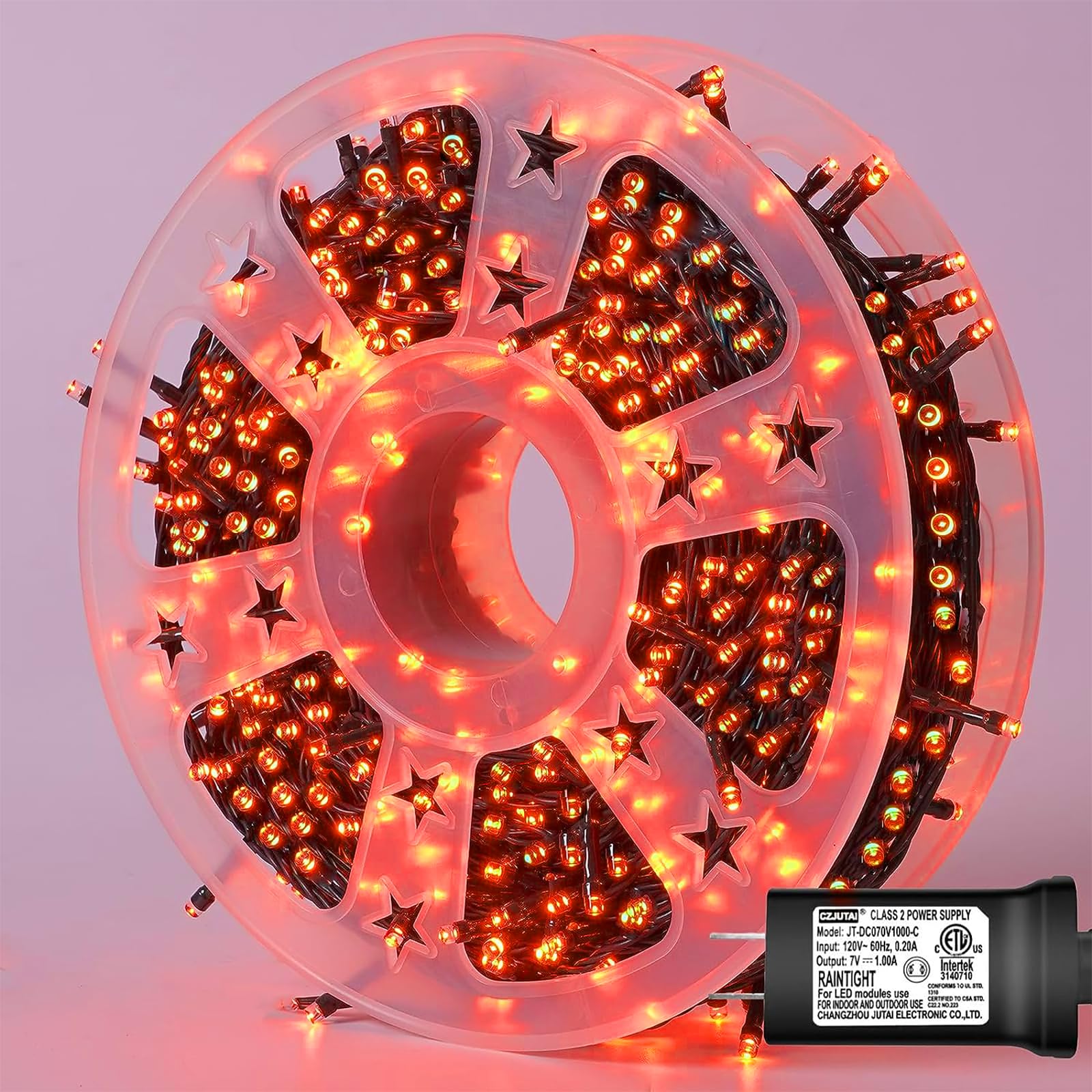 YEGUO Orange Lights for Halloween Outdoor, 165ft 500 LED String Light Indoor, Green Wire Plug in
