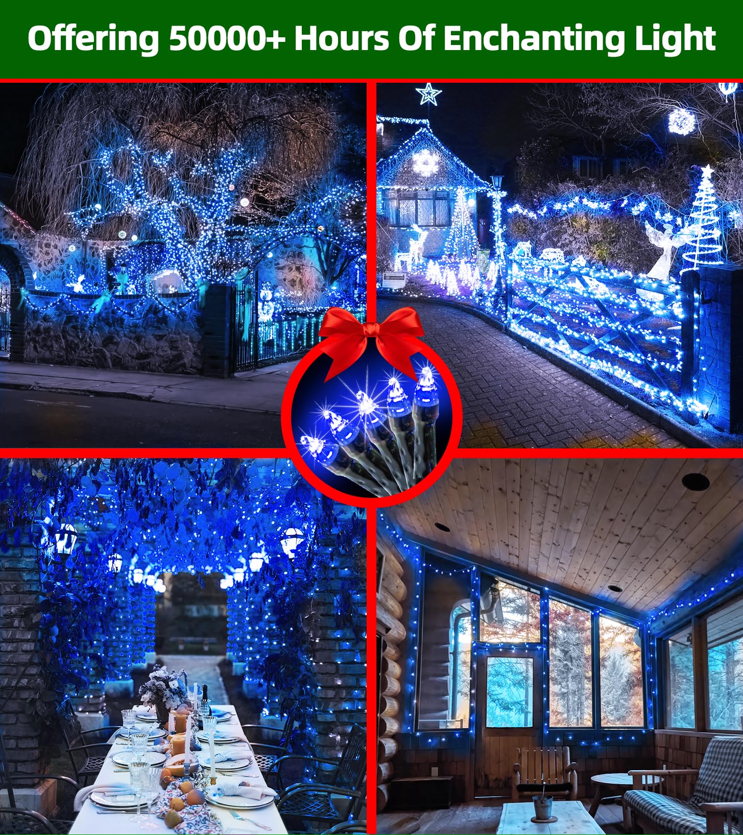 Quhuatu 300Led Christmas Lights Outdoor Indoor Use  12 Lighting Modes 75Ft Christmas Tree Lights With Timer  Dimmable Blueled Stringlightswaterproof For Yard Tree Wedding Party Holiday Decor Blue
