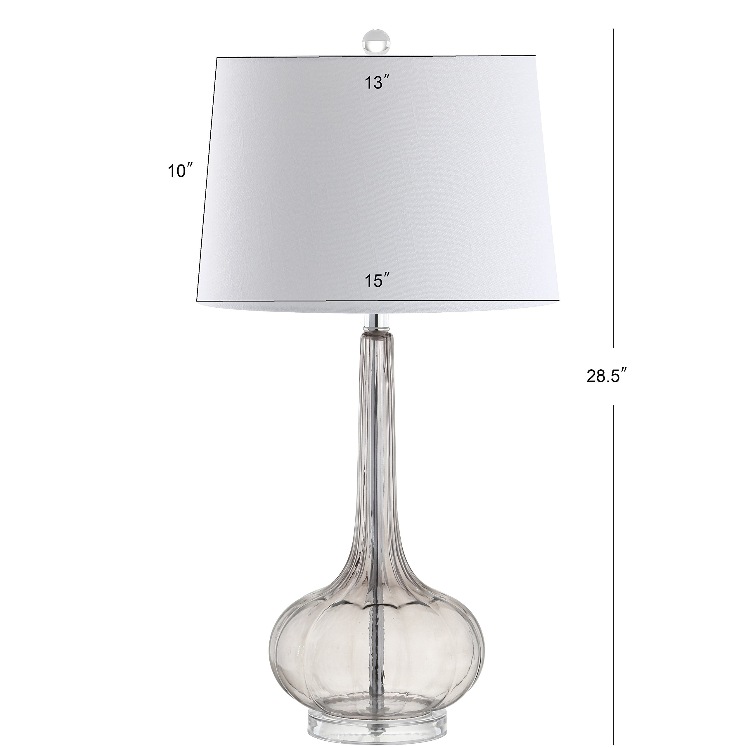 JONATHAN Y Glass Teardrop LED Table Lamp Set of 2, 28.5 in, Smoke Gray, Model JYL1079D-SET2, Contemporary Design for Bedroom/
