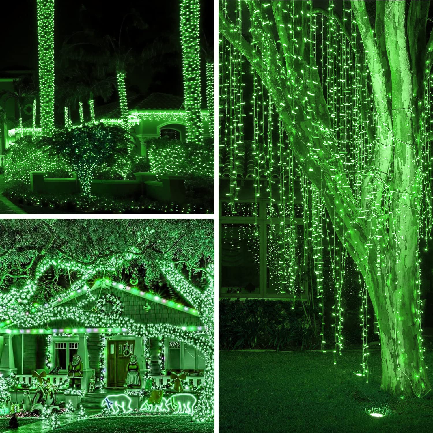 Sukesou St Patricks Day Decoration Lights 33Ft 100Led Christmas Green Lights Outdoor Waterproof Green String Lights For Garden Party Holiday Halloween Decoration