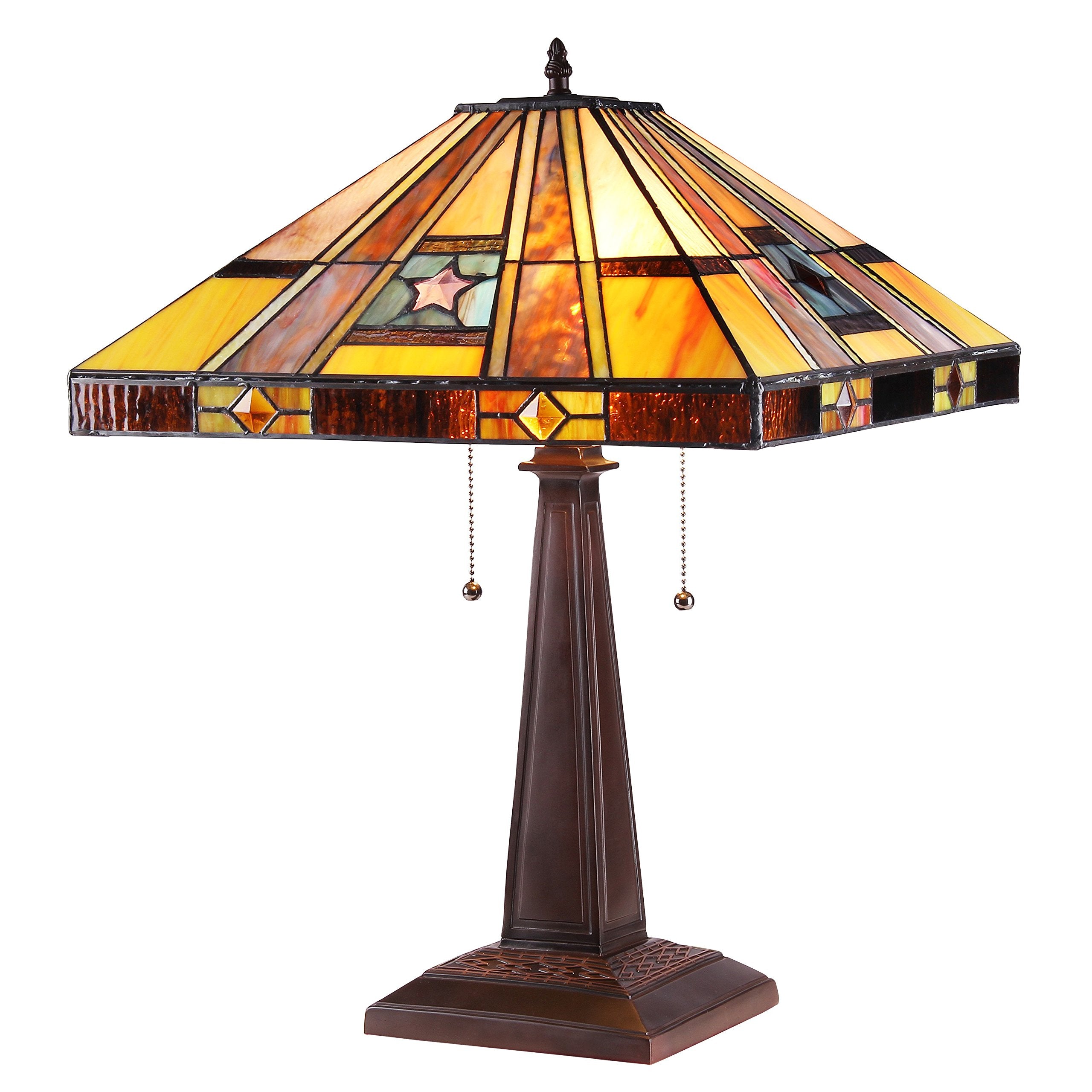 ELY Tiffany-style 2 Light Mission Table Lamp 16 Shade