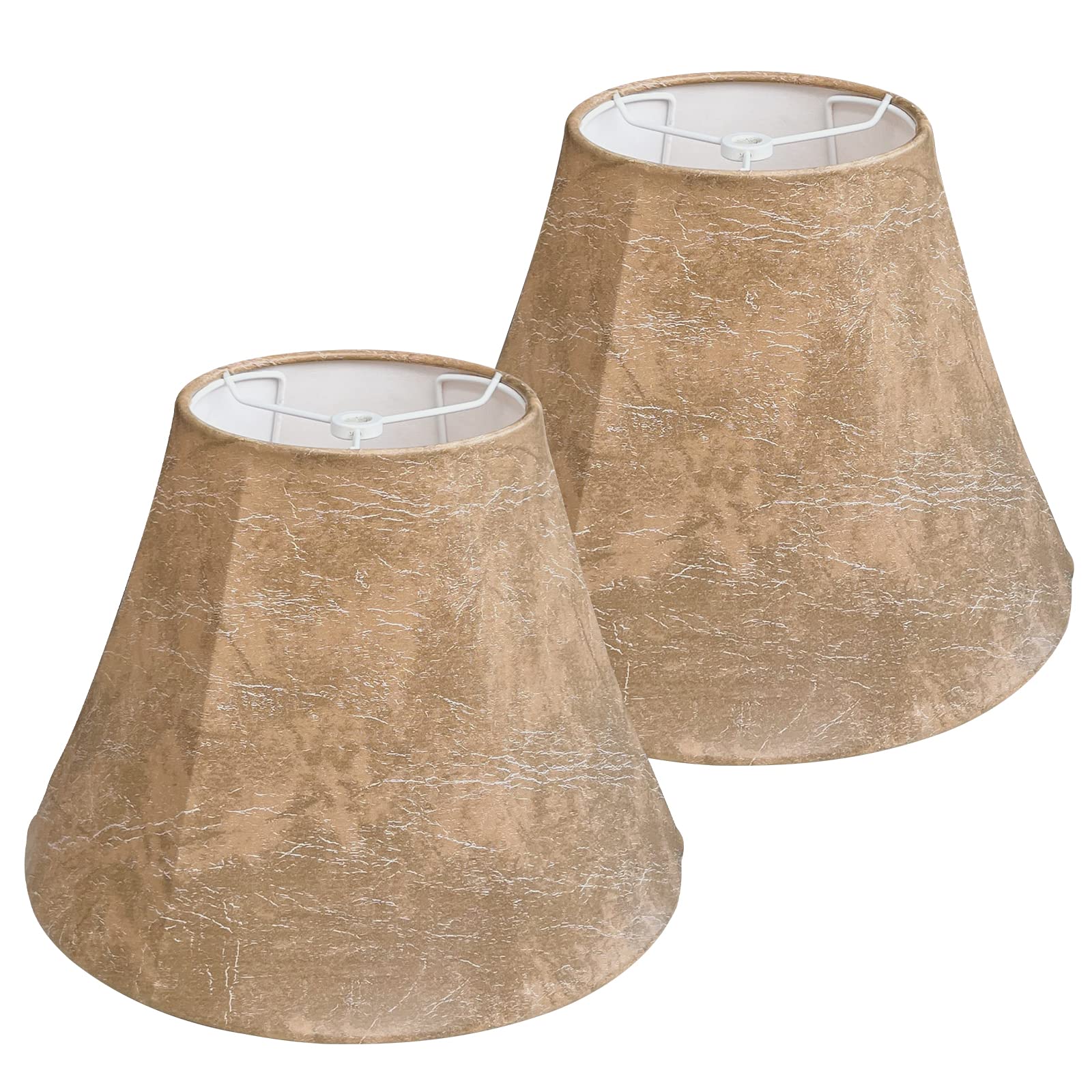 Tootoo Star   Sheepskin Lamp Shades Set Of 2, 6X12X8.5, Spider Fitter,   Sheep Leather