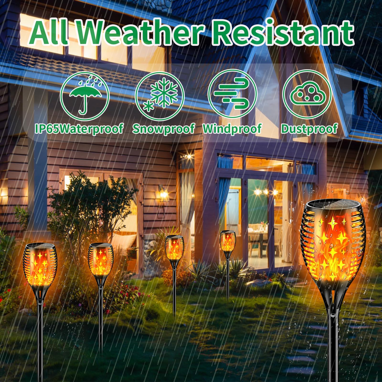 Youngpower 43'' Large Solar Torch Lights Flickering Flames Torches, Waterproof Outdoor Flame Decoration Lighting For Yard Drivew