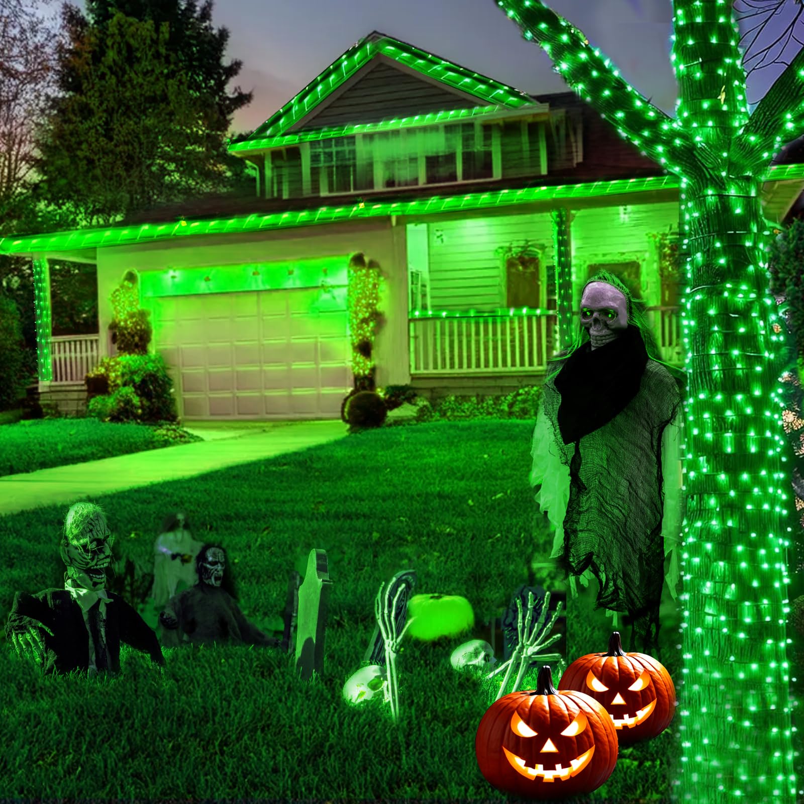 Kwaiffeo St. Patrick'S Day Decorations, 100Ft 300Led Green String Lights Outdoor Indoor, 8 Modes Connectable Lights For Christma