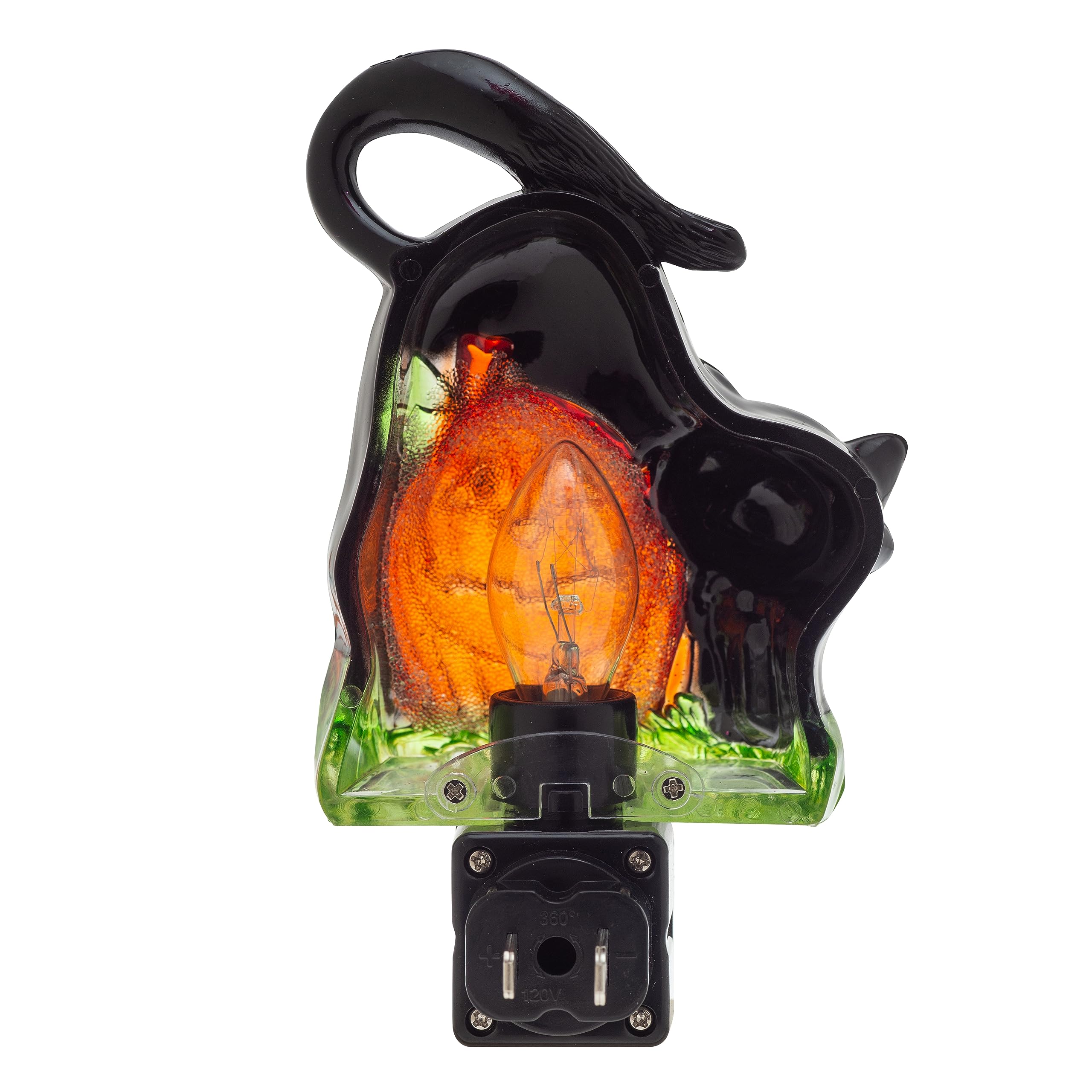 Creative Hobbies Holiday Decor Night Lights - Featuring Halloween Jack O' Lantern Pumpkin And Black Cat With Rotational Socket A
