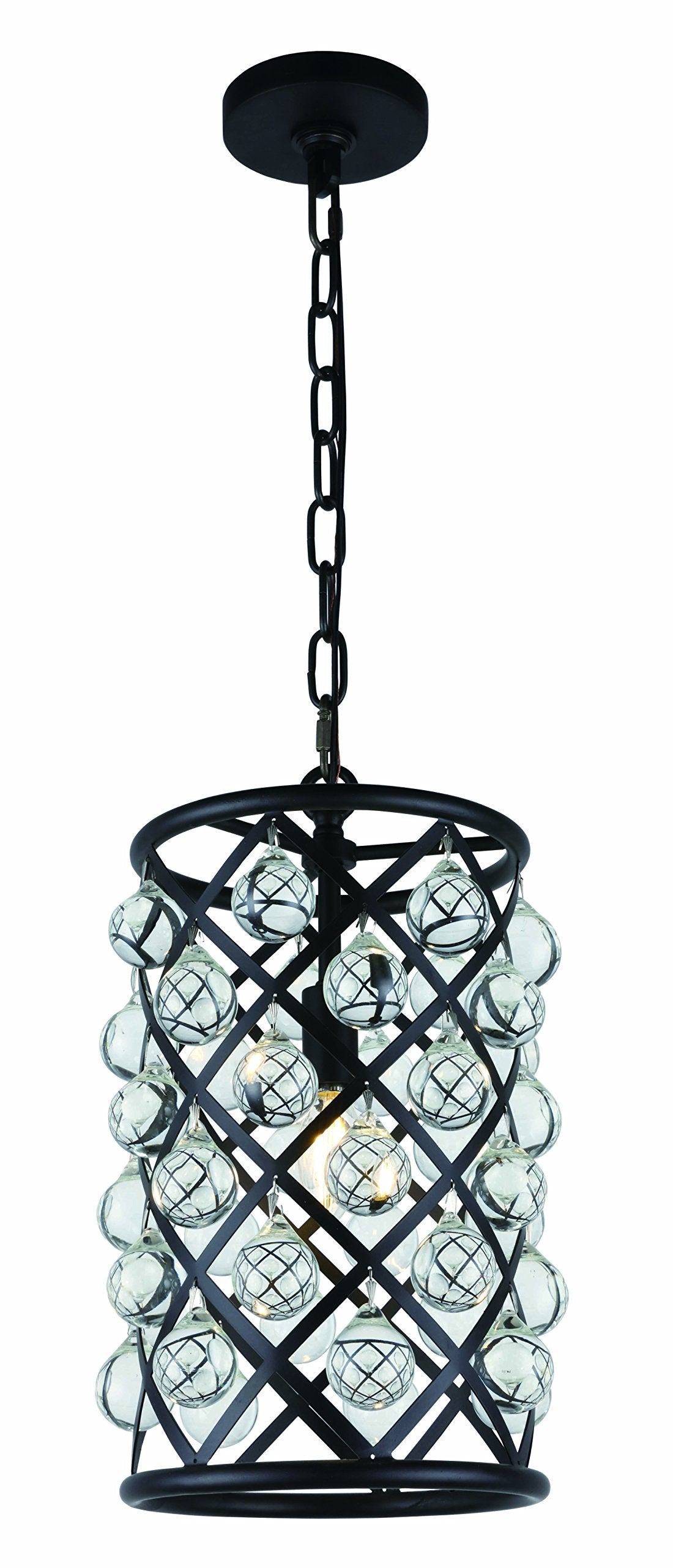 Ar Lighting Madison 1-Light Matte Black Pendant With Clear Royal Cut Crystal