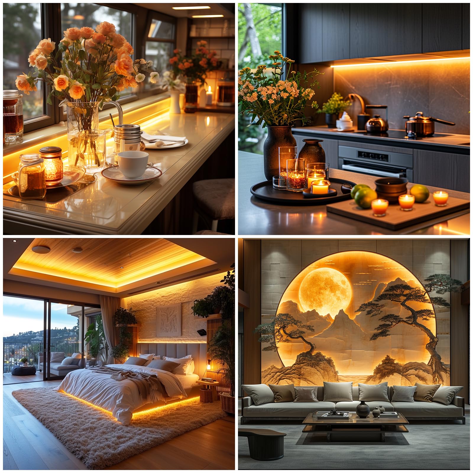 UVTaoYuan LED Strip Lights 5V USB 320 LEDs 3000K Warm White 3.28FT 2-Pack