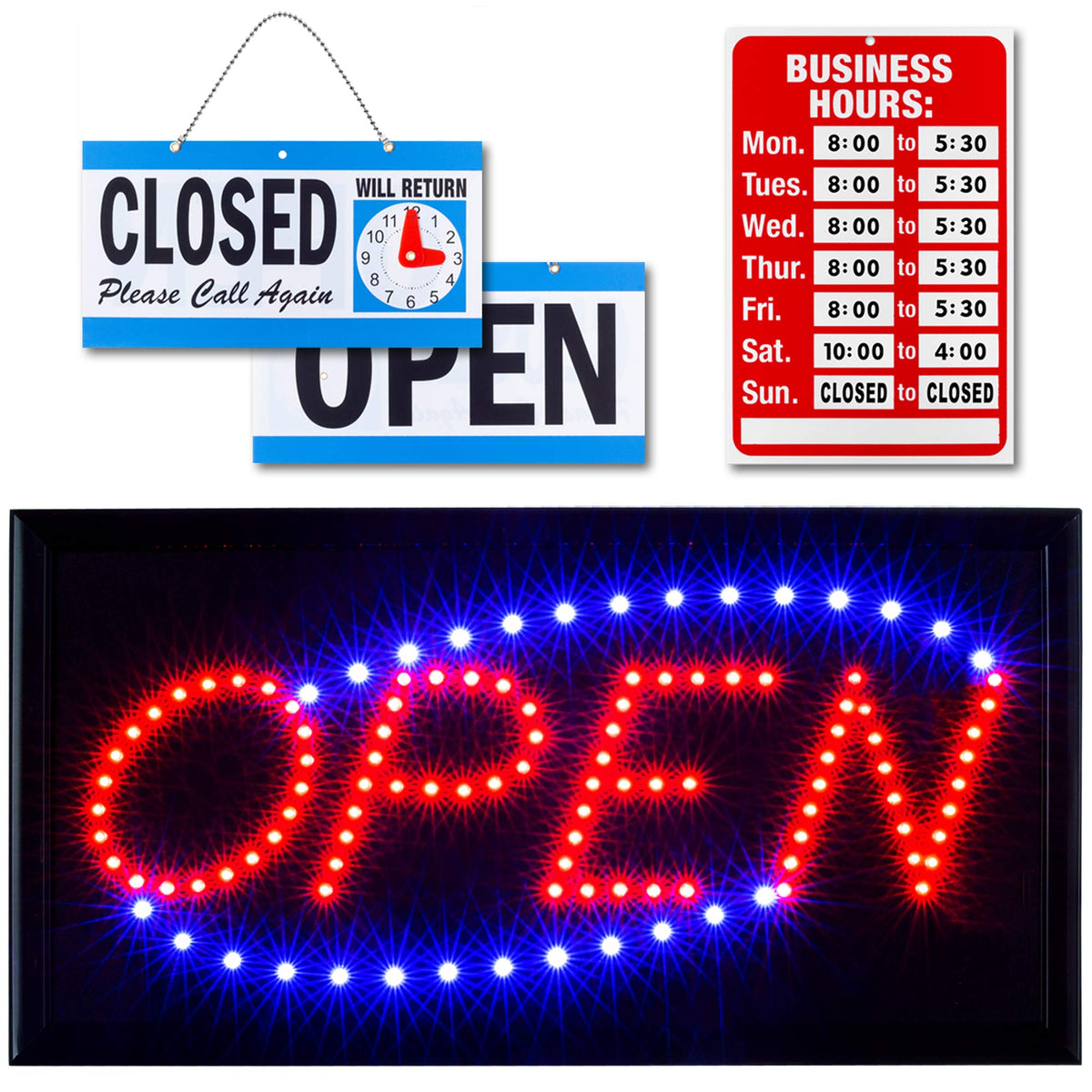 Ultima Led Neon Open Sign For Business With Flashing Mode - Indoor Electric Light Up Sign For Stores (19 X 10 In, Model 2) Inclu