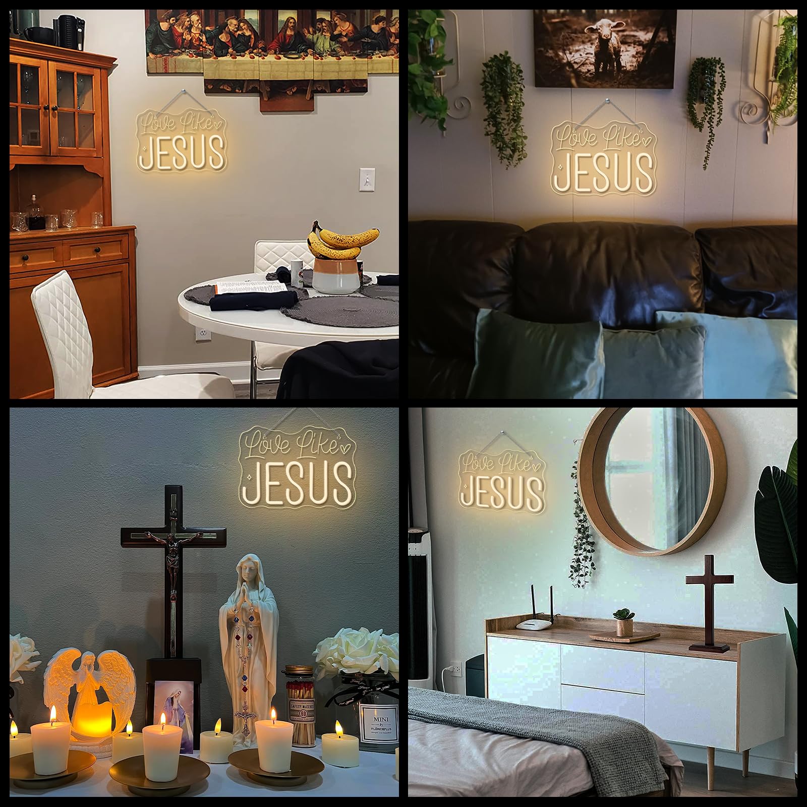 Horseneon Love Like Jesus Neon Sign - Scripture Led Wall Decor For Churches  Home Altars & Christian Gifts  Usb-Powered Adjustable Brightness  Faith-Based Lighting