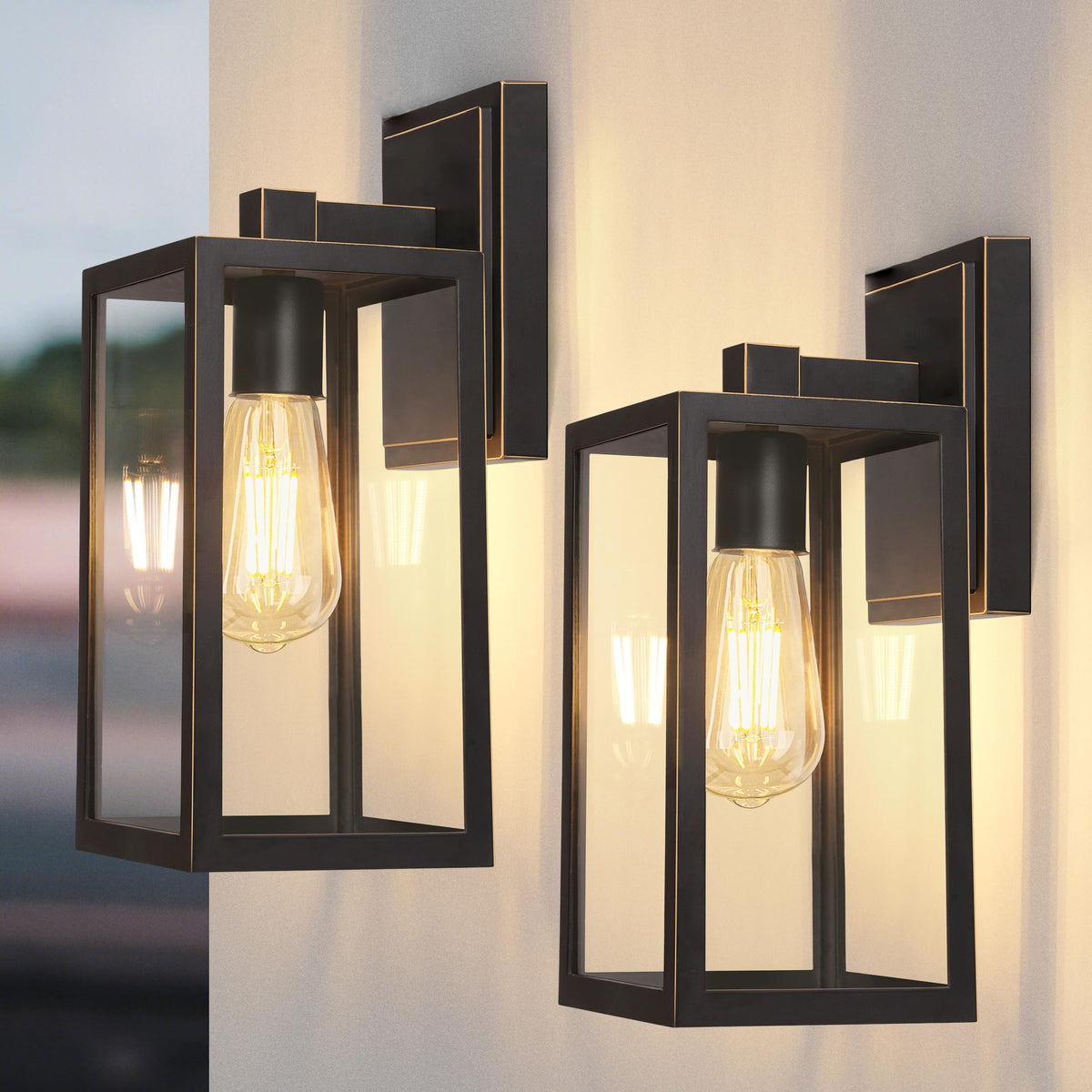 PARTPHONER Exterior Lighting Fixtures, Porch Light Outdoor, Waterproof Exterior Light Fixture, Anti-Rust Wall Sconce with Clear 