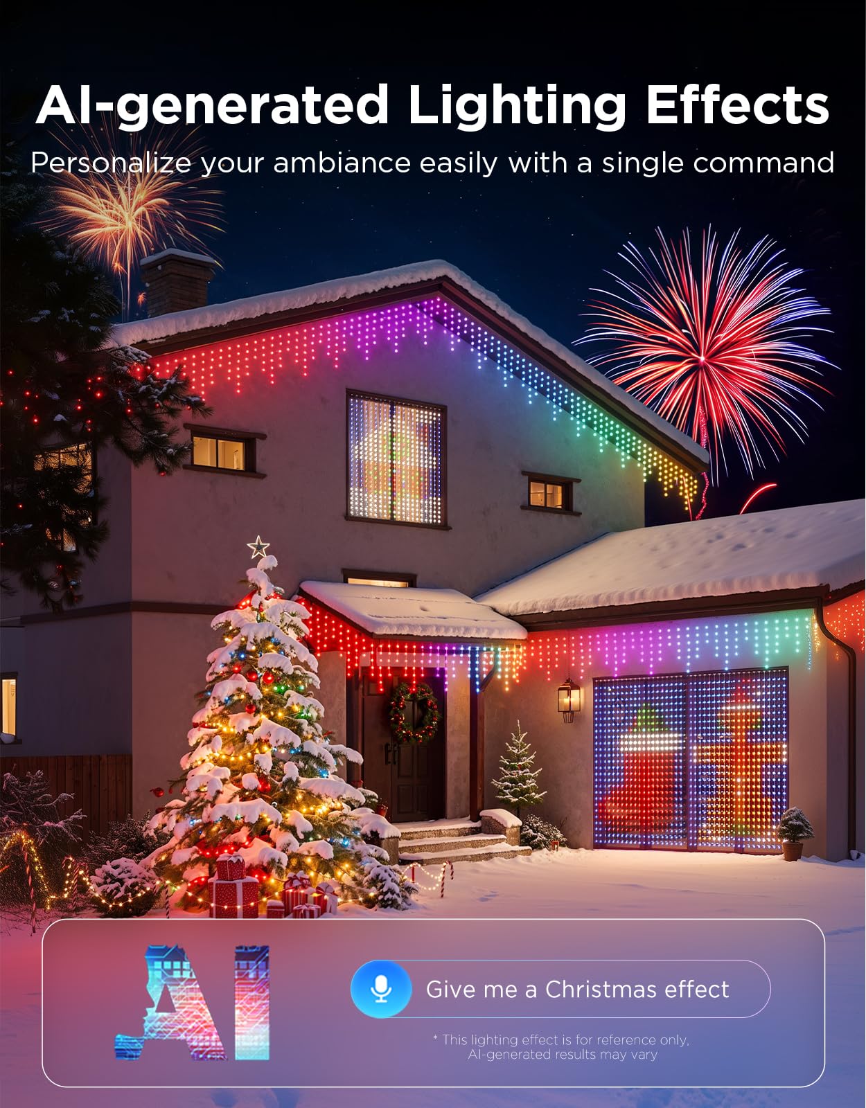 Govee Christmas Lights 328FT RGBWIC 1000LED Indoor Outdoor Smart LED Decor Clear Wire H70C9