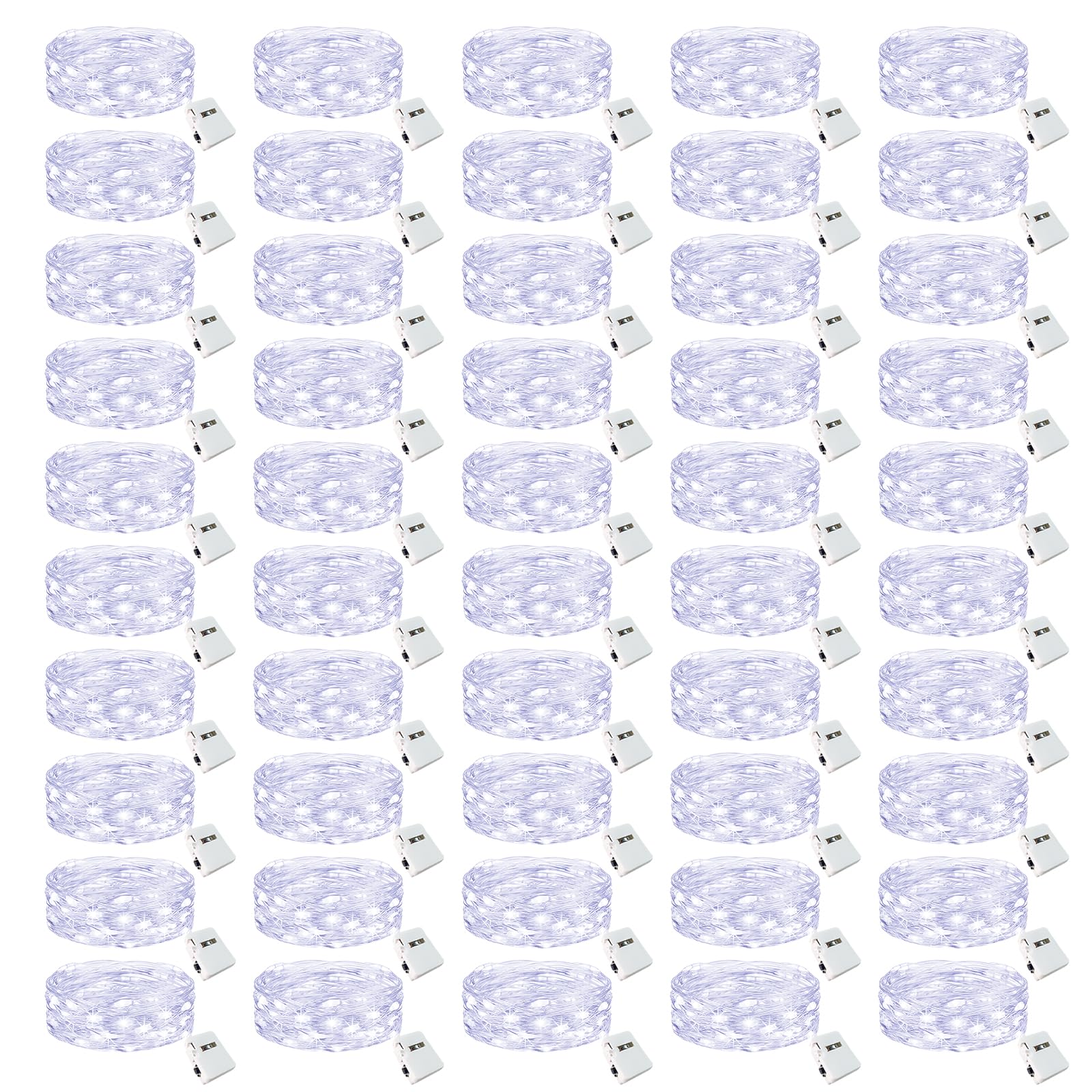 btfarm LED Fairy Lights 50 Pack, 7FT Mini String Lights, Cool White, Battery Operated, 3 Modes for Christmas Wedding Party