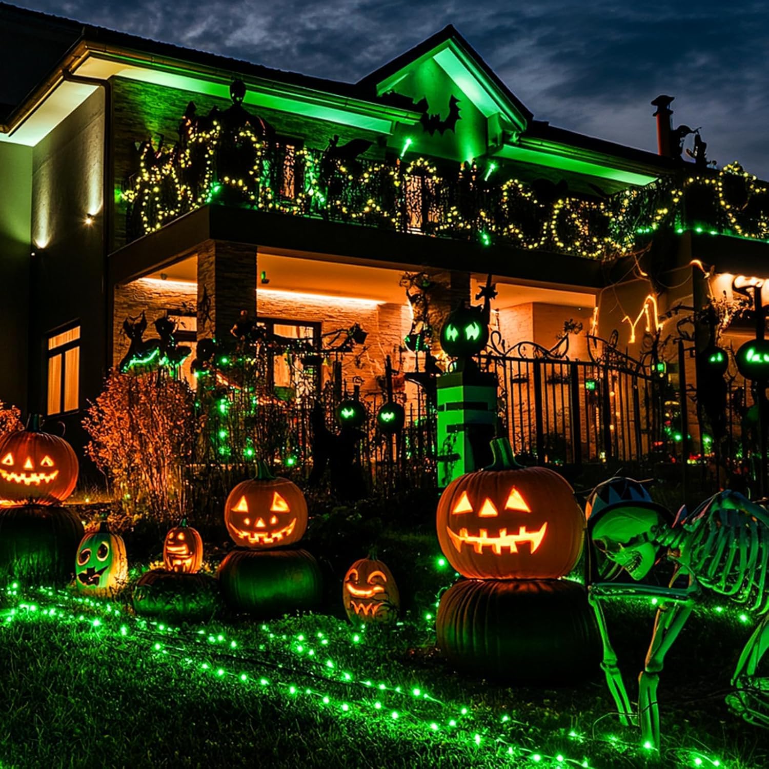 JMEXSUSS Green Rope Lights 100 LED Battery Operated 33ft 2 Pack Outdoor Waterproof for Christmas & St. Patricks Day Decoration