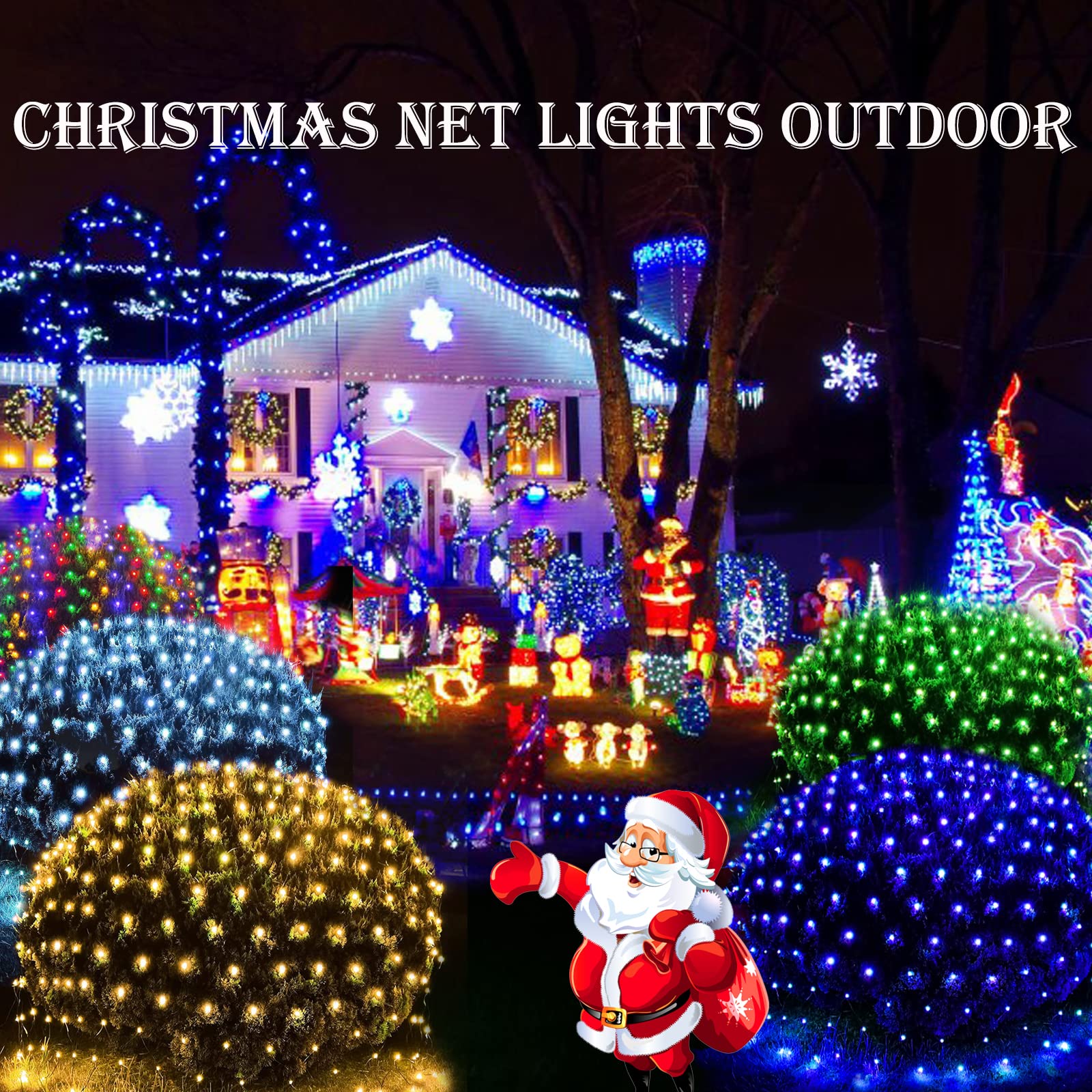 Lithome 21Ft X 5Ft Christmas Net Lights Outdoor Mesh Lights  360 Led Warm White Net Light 8 Modes Connectable  Waterproof Giant Christmas Mesh Light Green Wire For Bushes Garden Yard Party Tree Decor