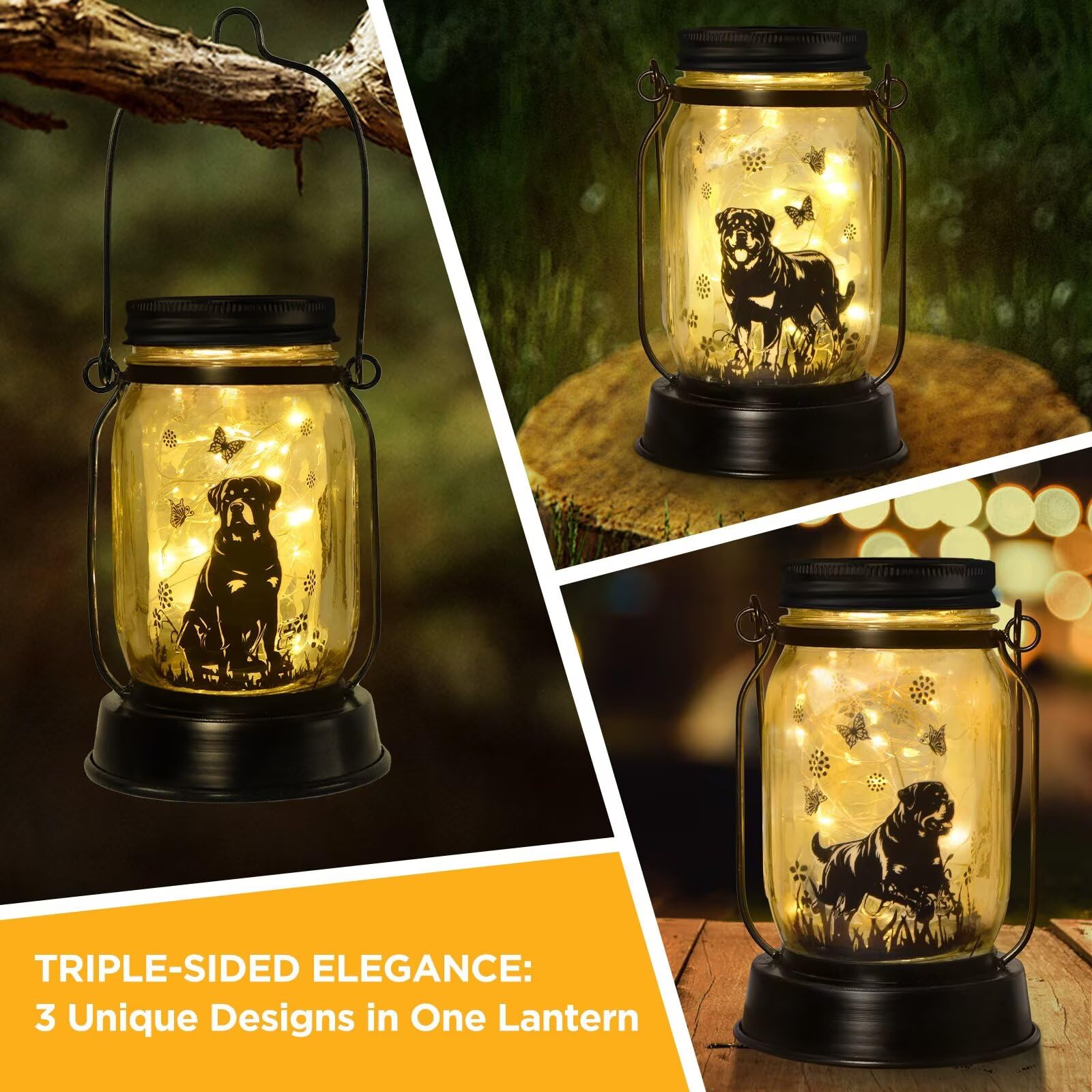 Rottweiler Gifts For Women/Men Rottweiler Solar Lanterns Dog Mom Birthday Dog Lovers Lantern Pet Loss Pet Memorial Lights, Solar
