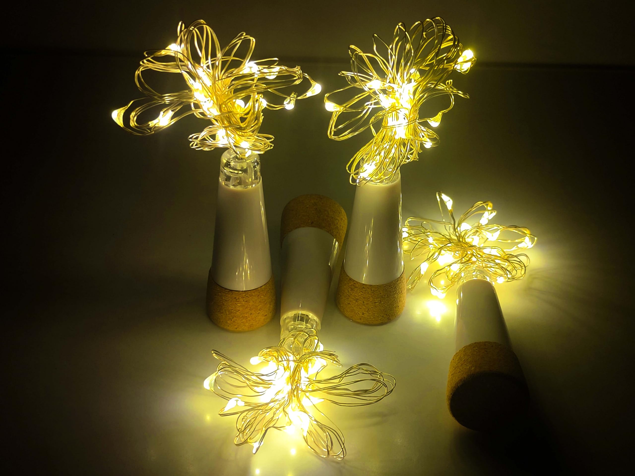 Godinsky Wine Bottle Lights With Cork Switch For Liquor Bottles 4 Pack Rechargeable Battery Operated 20 Led Bottle Stopper Warm String Fairy Lights Indoor Christmas Wedding Halloween Decorations