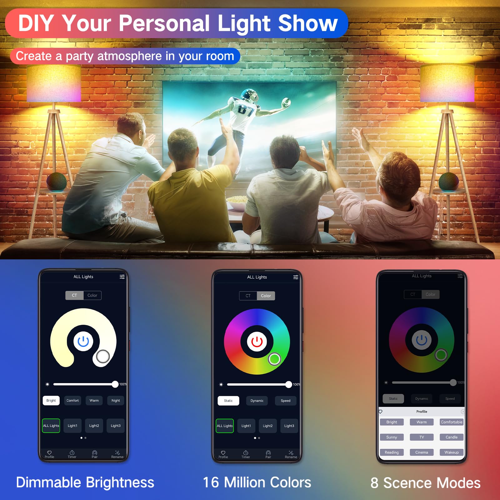 Outon Wood Tripod Floor Lamp With Shelves, Mid Century Dimmable Floor Lamp With Remote Control, Led Tall Standing Lamp For Livin