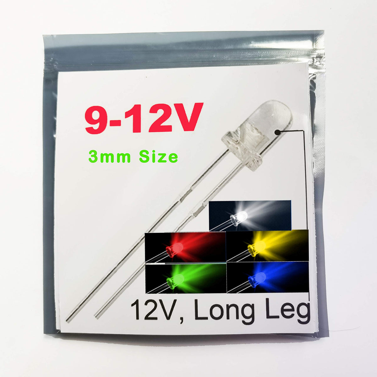 (3Mm 9-12V Led)50Pcs In Each Color(Total: 250Pcs) White//Red/Blue/Green/Yellow Gauge Cluster Instrument Light Emitting Diodes