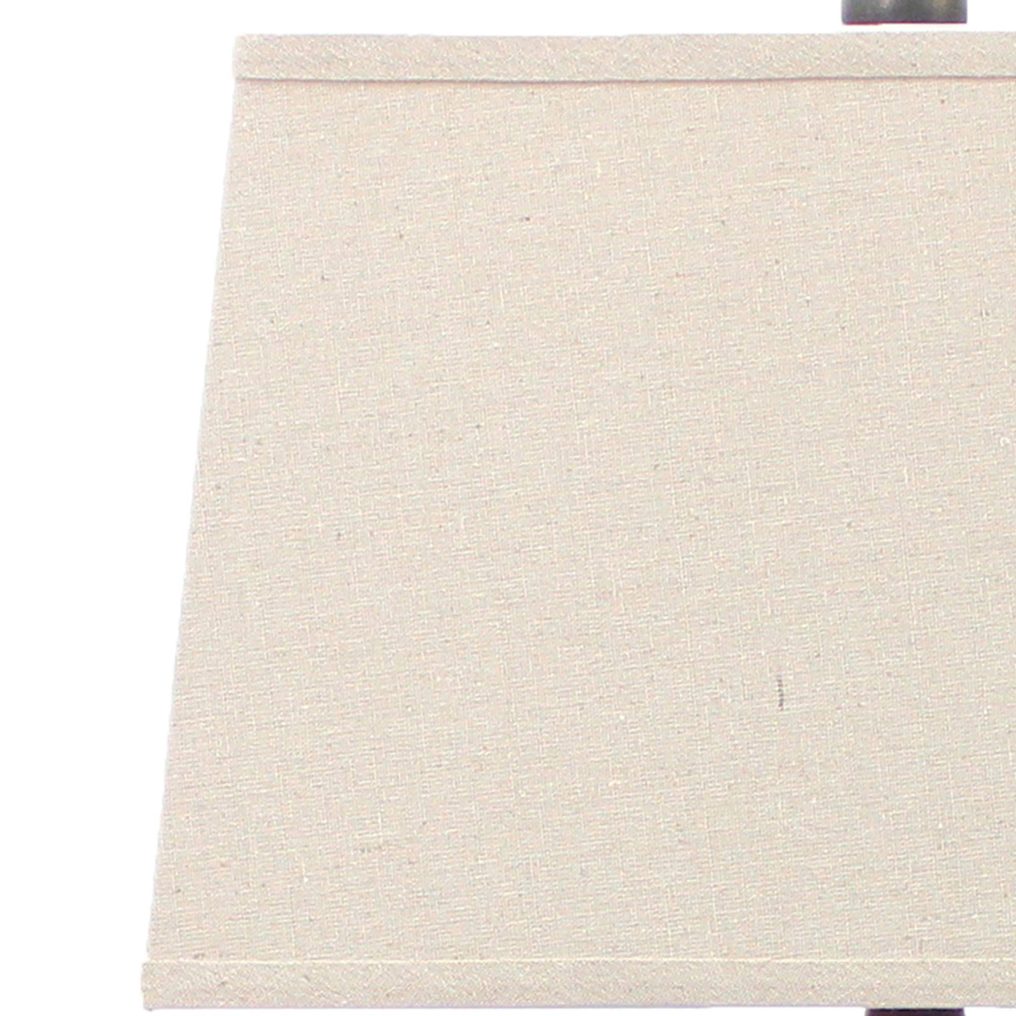 Benjara Bm217249 Clock Design Metal Table Lamp With Tapered Shade Red & Beige - 22 X 7 X 4.75 In.