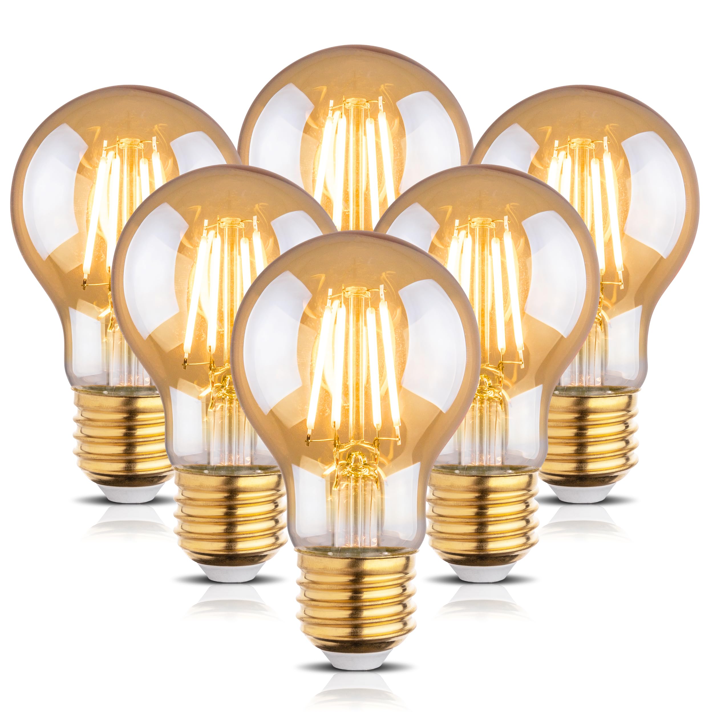 Runquiz 2200K Led Light Bulb,Vintage A19 Edison Bulbs,Dimmable Amber Warm White Tone Light Bulb,Antique Led Filament Light Bulbs