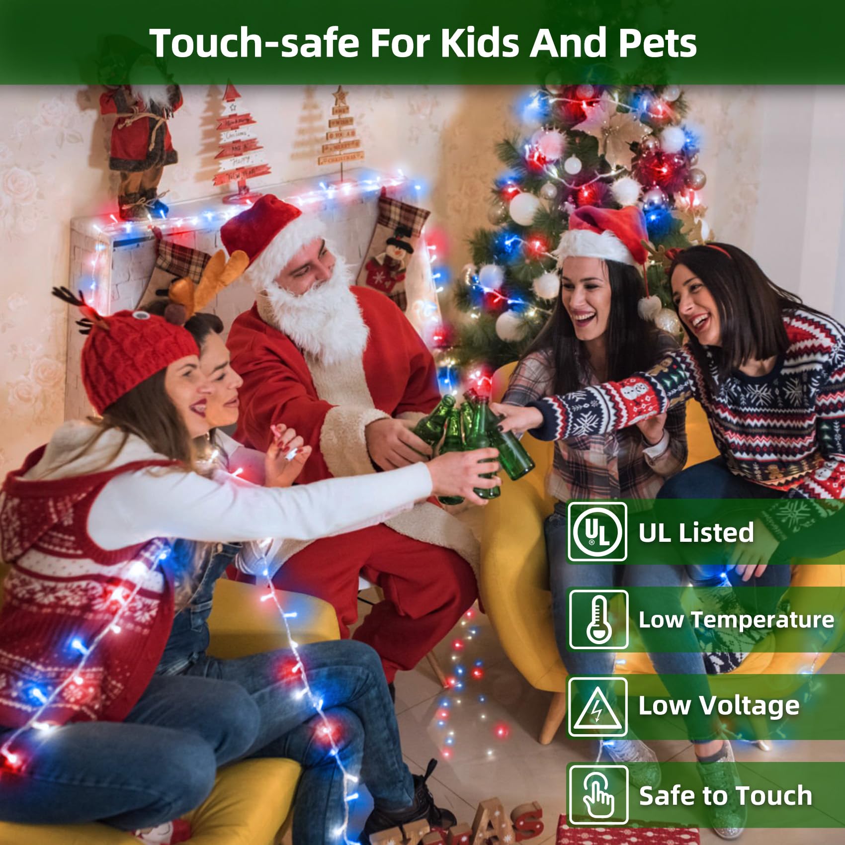 750 Led 240Ft Christmas Lights Outdoor 12 Lighting Modes Christmas String Lights With Timer  Dimmable Plug In Red White And Blue Led Stringlights Waterproof For Yard Tree Wedding Party Holiday