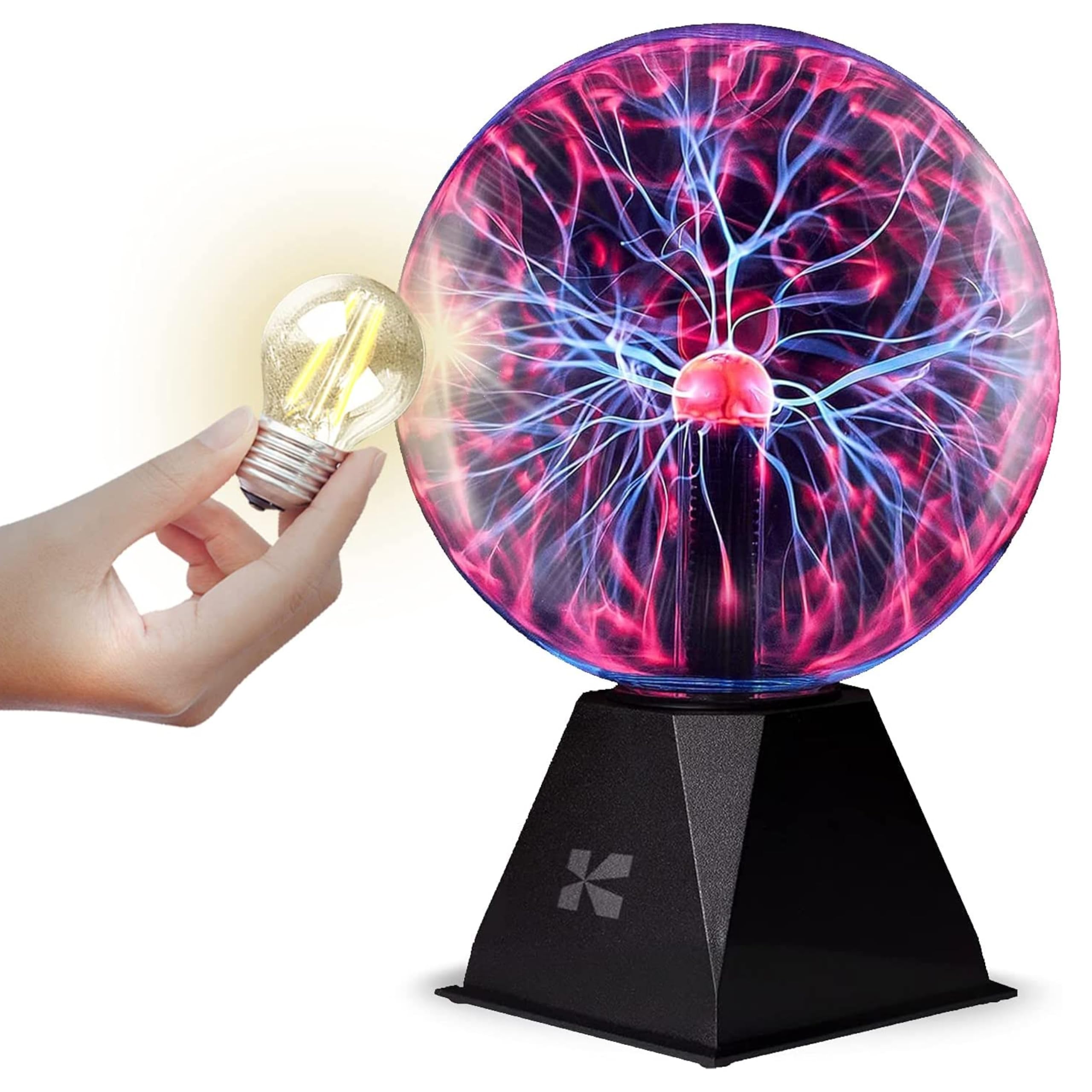 Katzco 7-Inch Plasma Ball With Lightning Charged Bulb - Nebula Sphere, Thunder Lightning, Plug-In - Touch And Sound Sensitive Pl