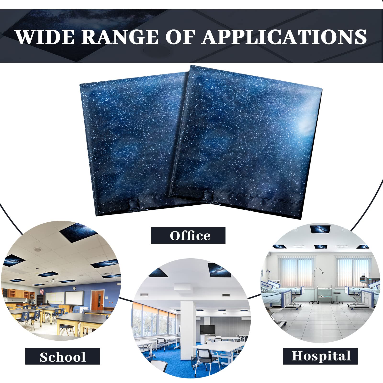 Patelai Fluorescent Light Cover with 10 Magnets, 4 x 2 Feet, Dark Blue with White Spots, for Classroom, Home, Office Decor