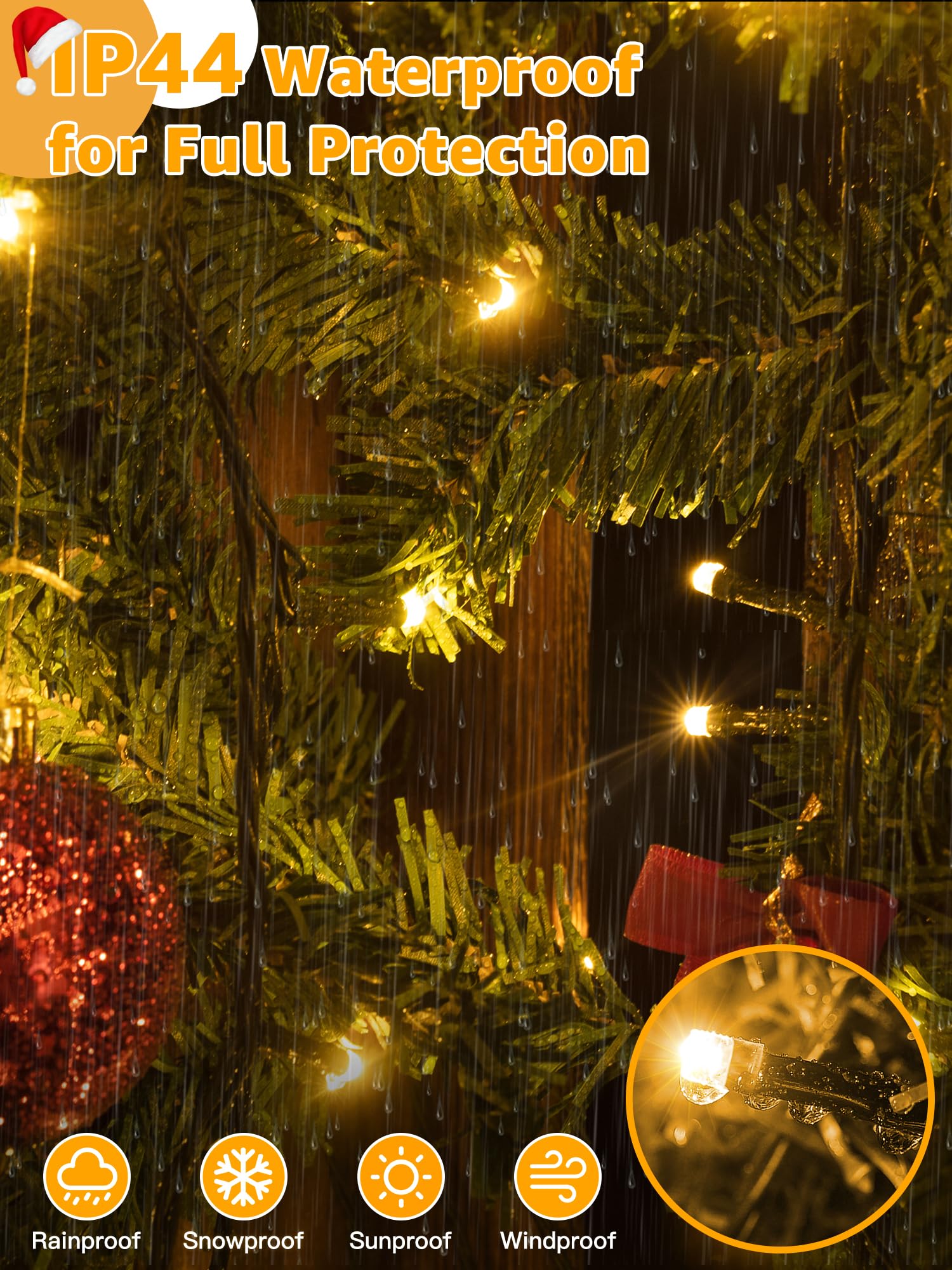 Brightchristmas 1000 Led Waterproof Outdoor String Lights, Warm White, 328 Ft, With Remote & Timer, 8 Dimmable Modes, Model Nya1000A
