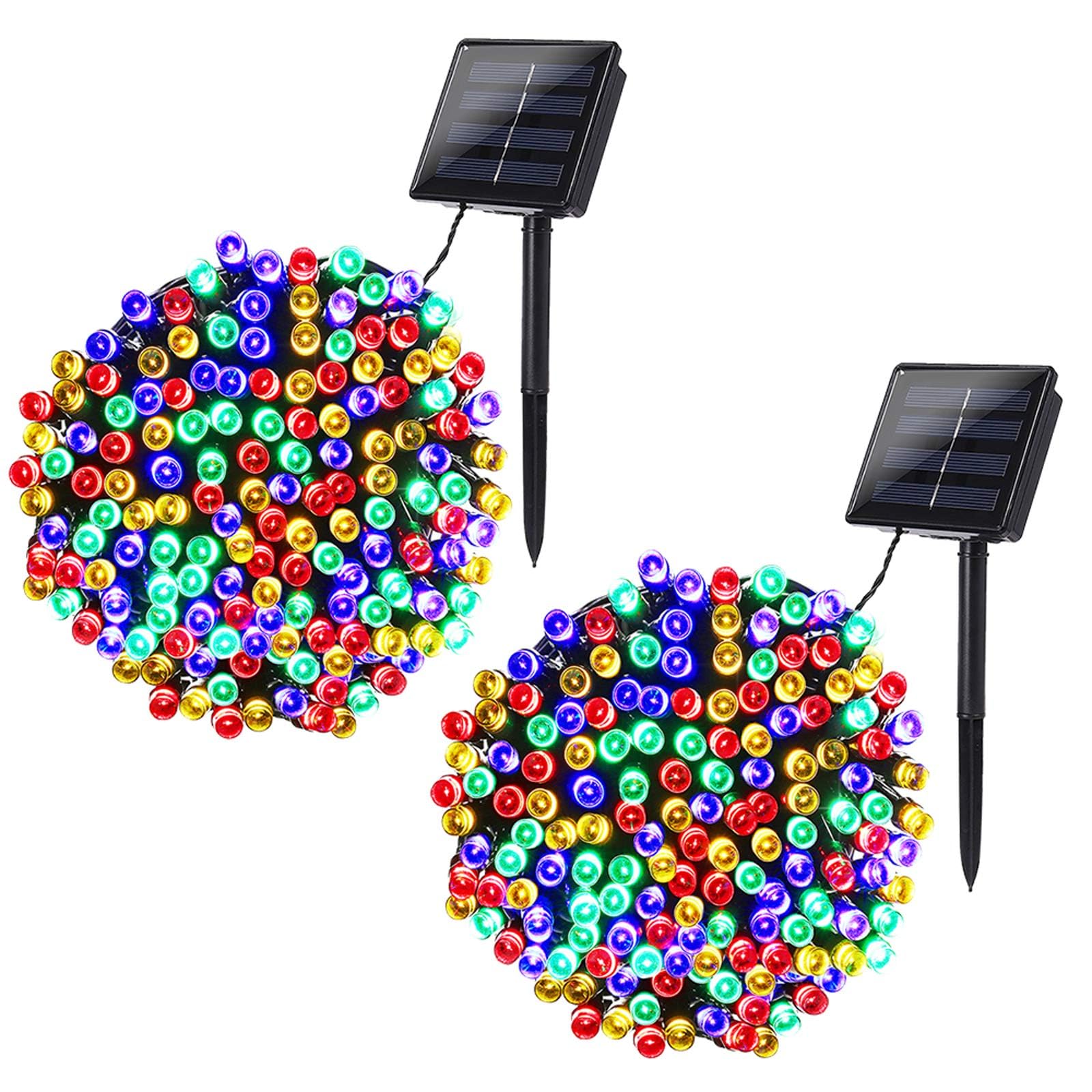 Joomer Solar Christmas Lights, 2 Pack, 144 FT, 400 LED, Waterproof, Multicolor