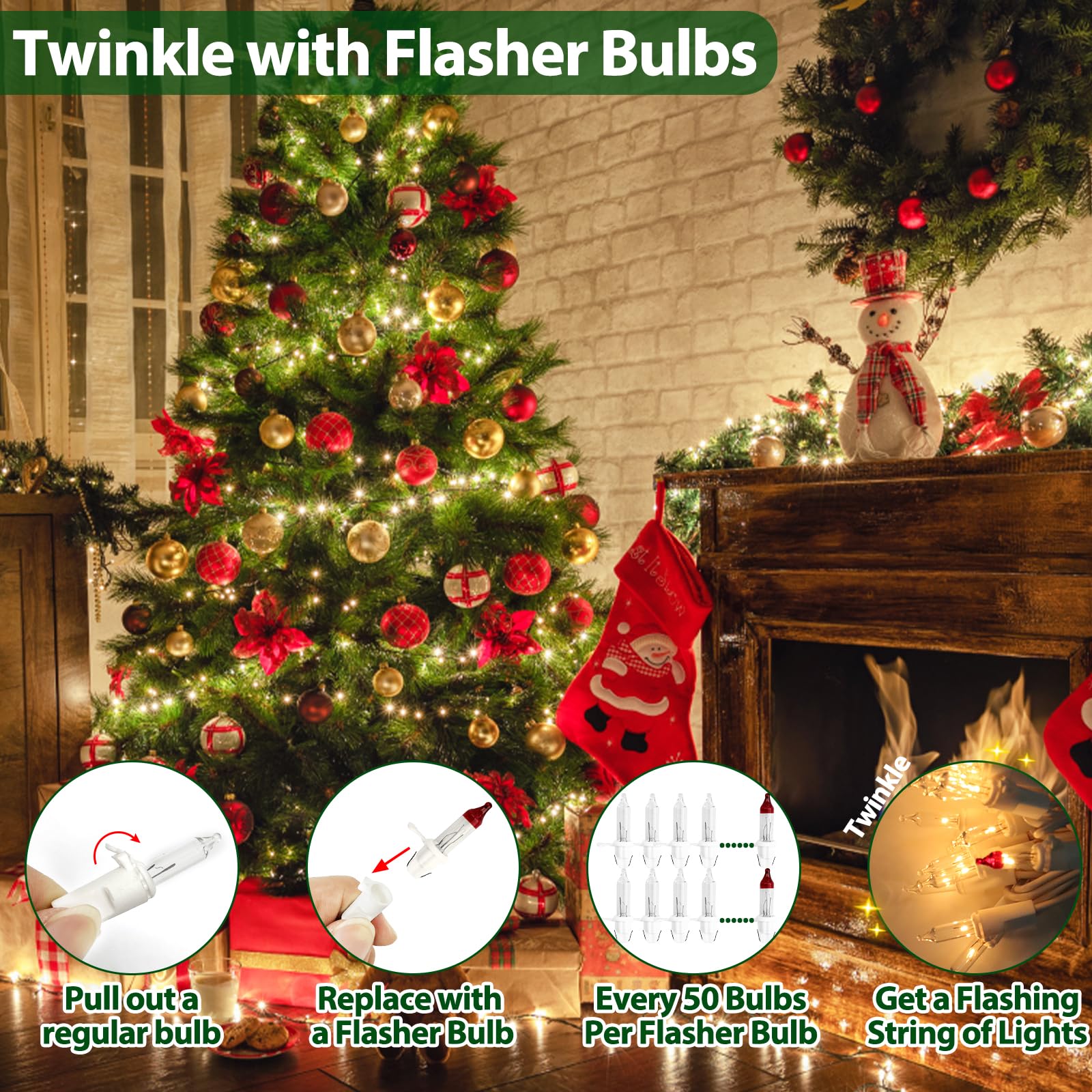 Cxlho Clear Christmas Lights 25Ft 100 Incandescent Bulbs Warm White Mini Lights With White Wire For Christmas Tree, Garland, Tha