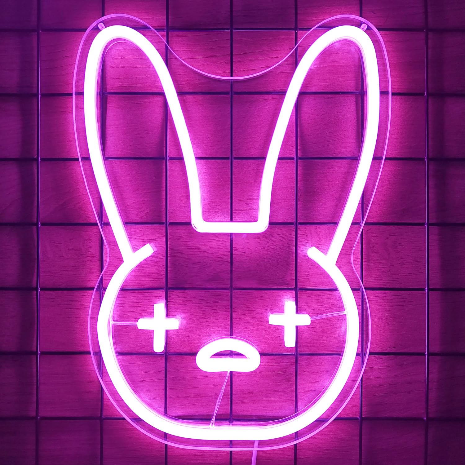 CinsYarn Neon Sign - Bad Cute Bunny LED Wall Decor, Dimmable, Colorful, Acrylic, Hip-Hop Merchandise for Game Room and Birthday Gifts