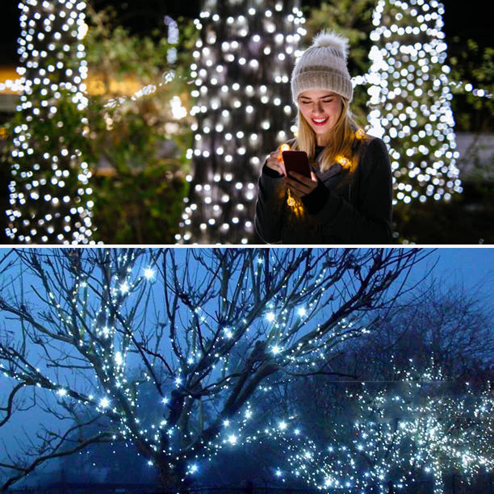 Connectable 240Led 95Ft 13Modes String Lights Indoor Outdoor | Extendable Green Wire Cool White Christmas Tree Lights With Timer