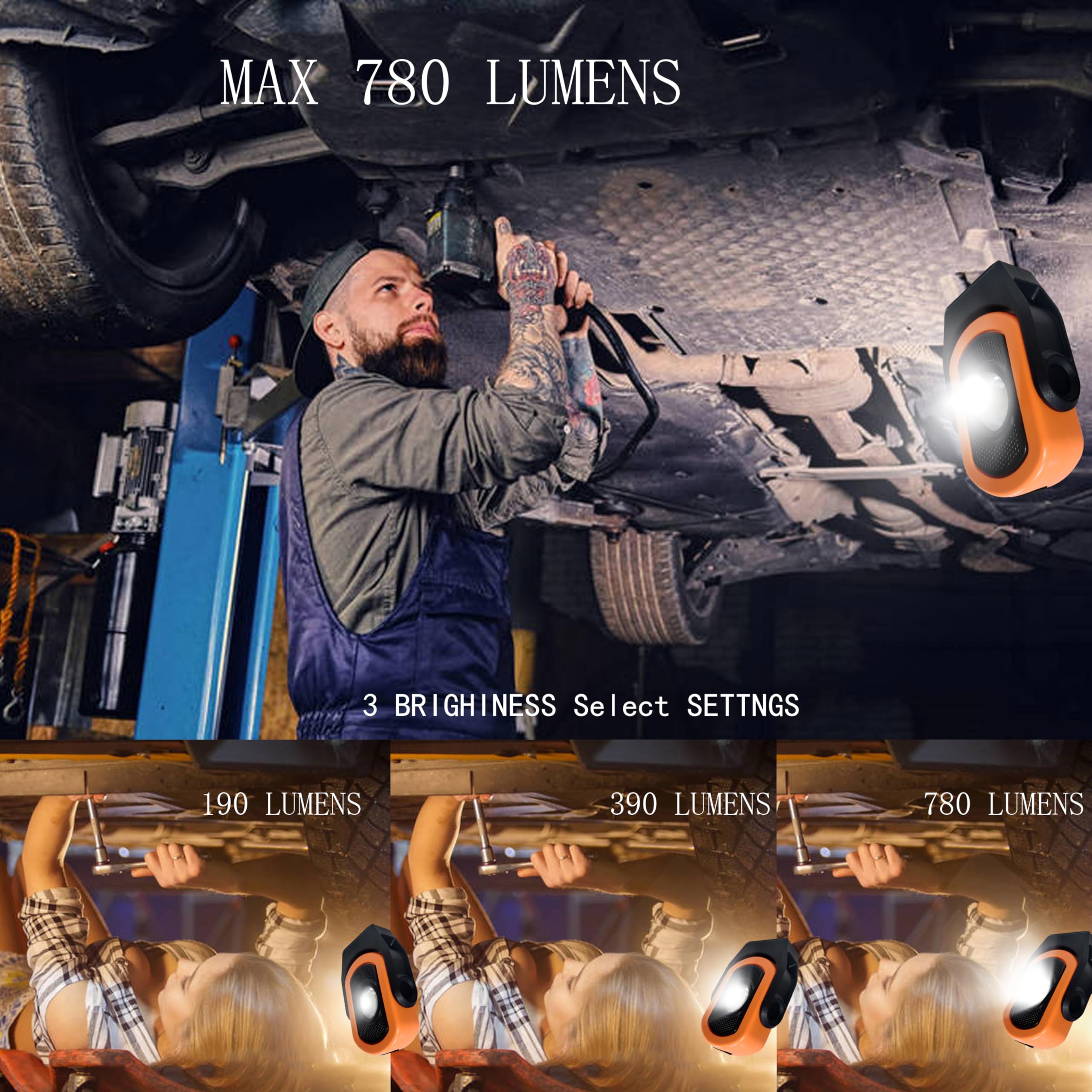 Zasleme Upgrade 780 Lumens Little Cyclopia Led Rechargeable Work Light,Magnetic Light Rechargeable,Usb-C Magnet Lights Rechargea