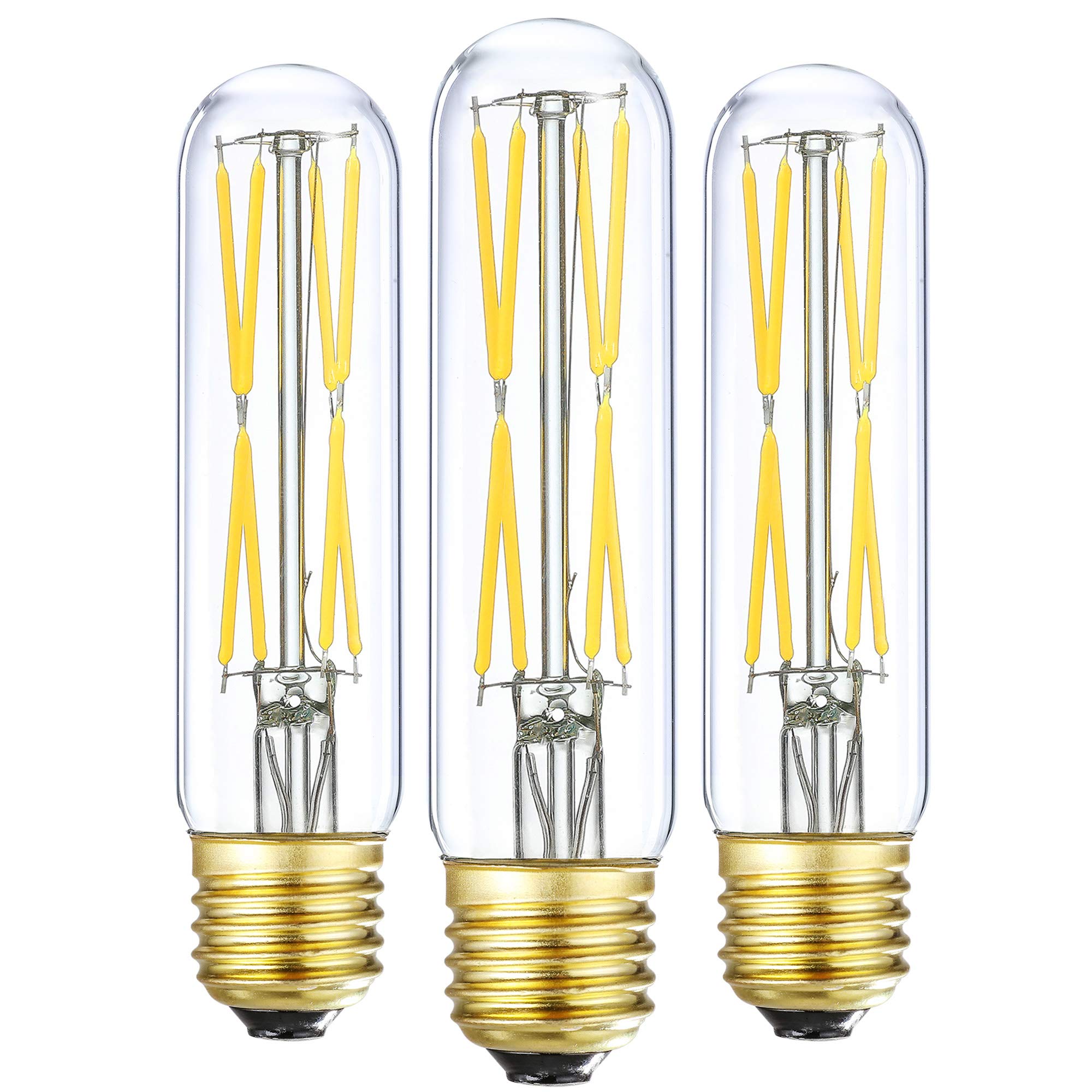 XININSUN T10 LED Bulb 8W Dimmable Clear Glass E26 Base 4000K Daylight 850lm 3 Pack