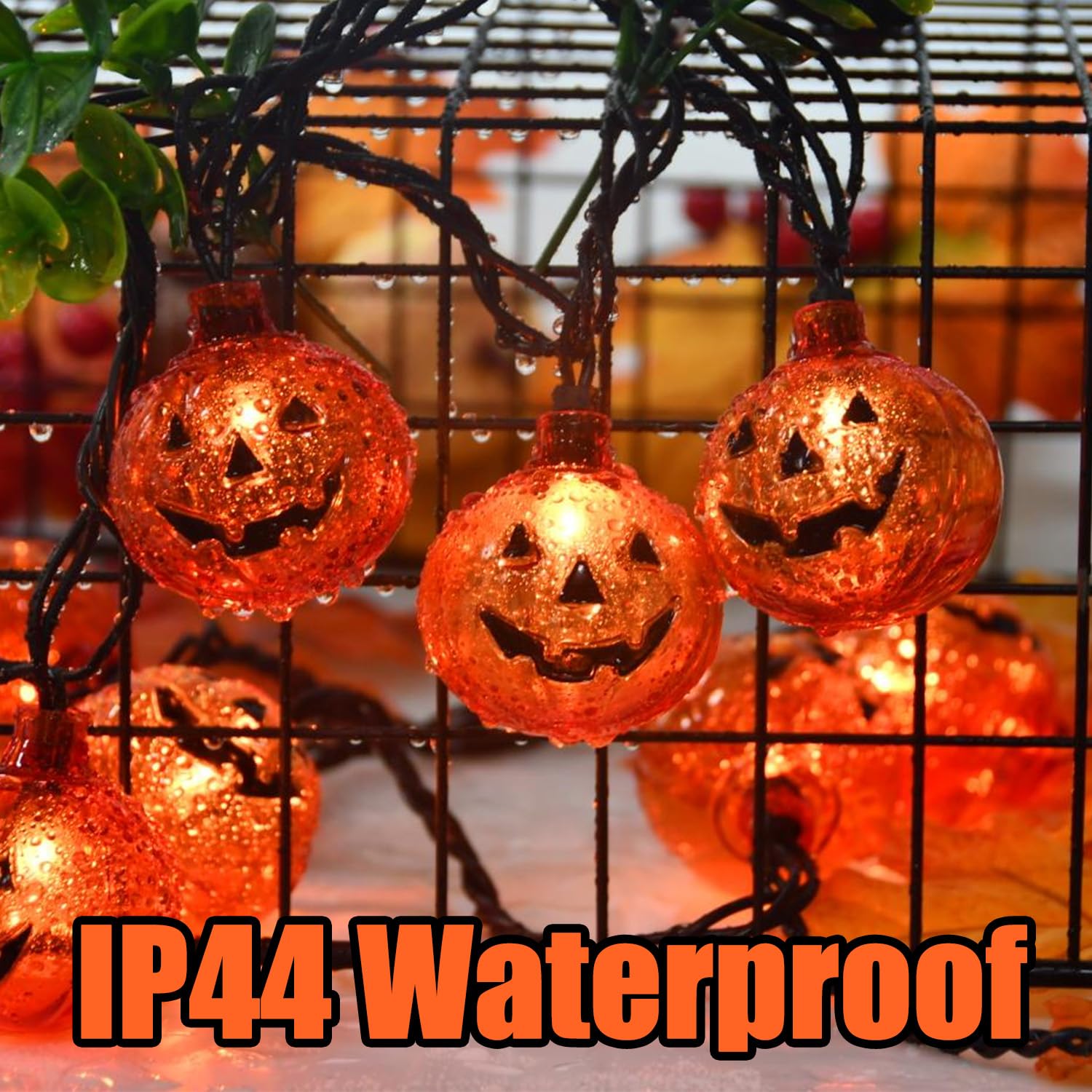 Halloween Decorations Pumpkin String Lights, 8.5 Feet Clear Pumpkin Lights With 10Pcs Pumpkin Lantern Lights, For Halloween Indoor Outdoor Party Patio Yard Home Decor
