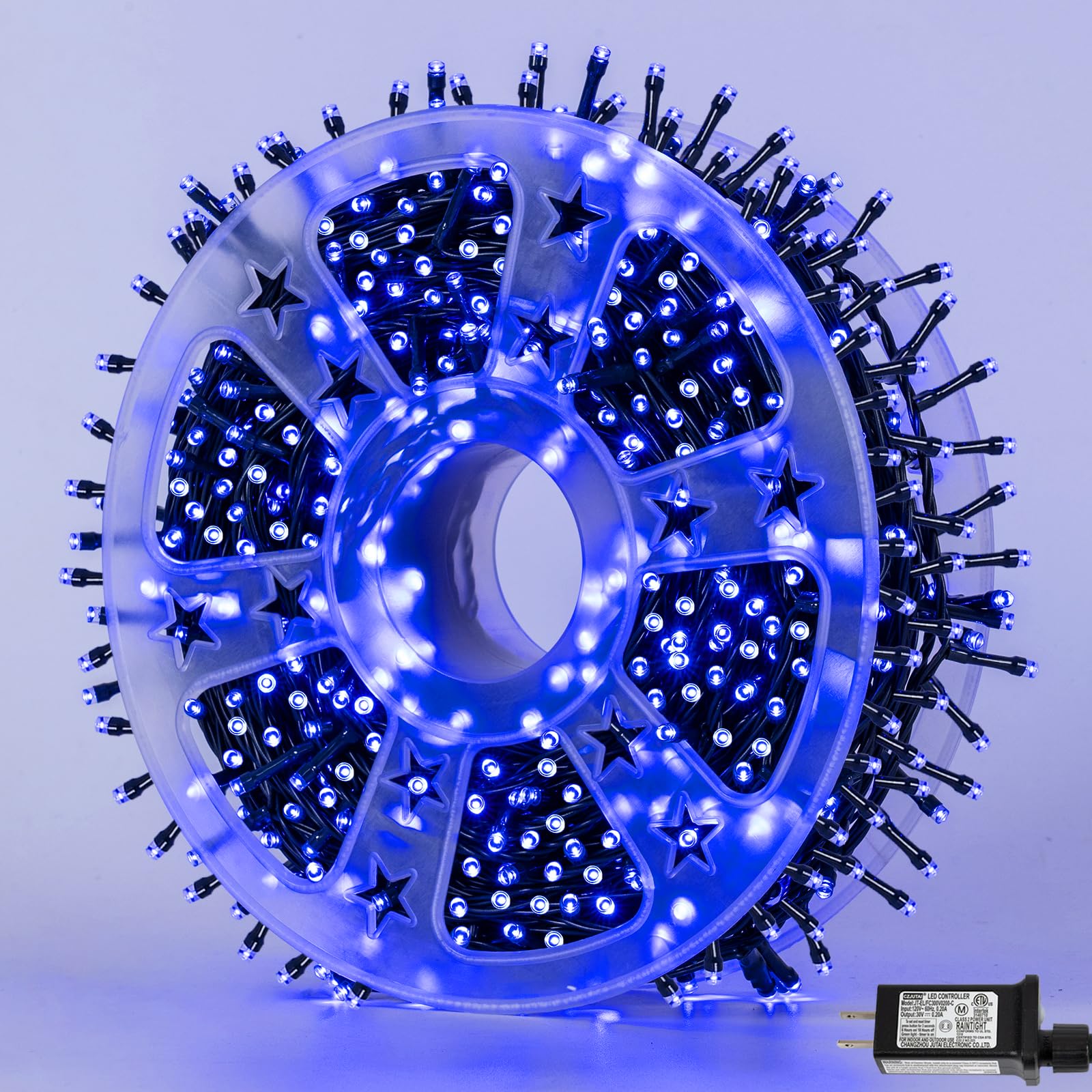 Yeguo 165Ft 500 Led Blue Christmas Lights Outdoor Waterproof  Green Wire String Lights Indoor  8 Modes Twinkle Tree Lights Plug In With Memory Timer For Holiday Festival Xmas