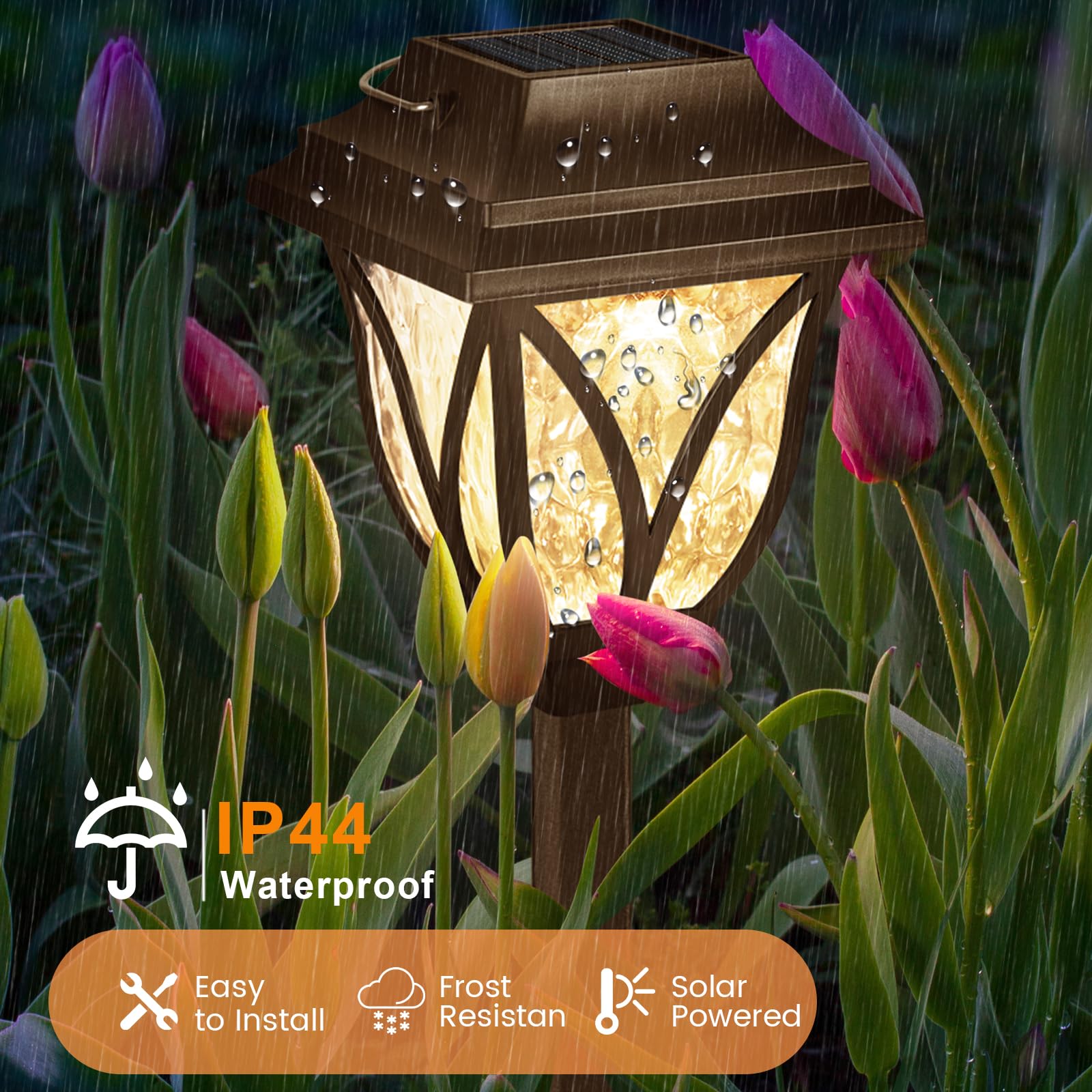 8 Pack Solar Lights Outdoor Waterproof Solar Garden Lights, Solar Lights For Outside With Warm Led Light, Solar Yard Lights Landscape Lighting For Yard Patio Lawn Walkway Driveway