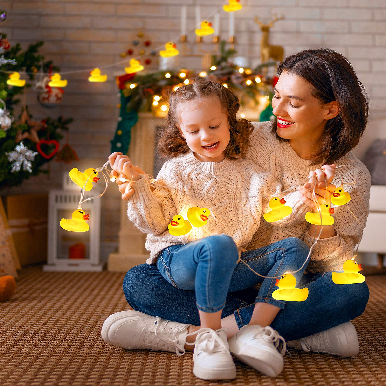 AceList 10-Light LED Yellow Duck String Lights - Interactive, Squeaky, Warm White Glow for Kids Room, Nursery & Playful Bedroom Accessory