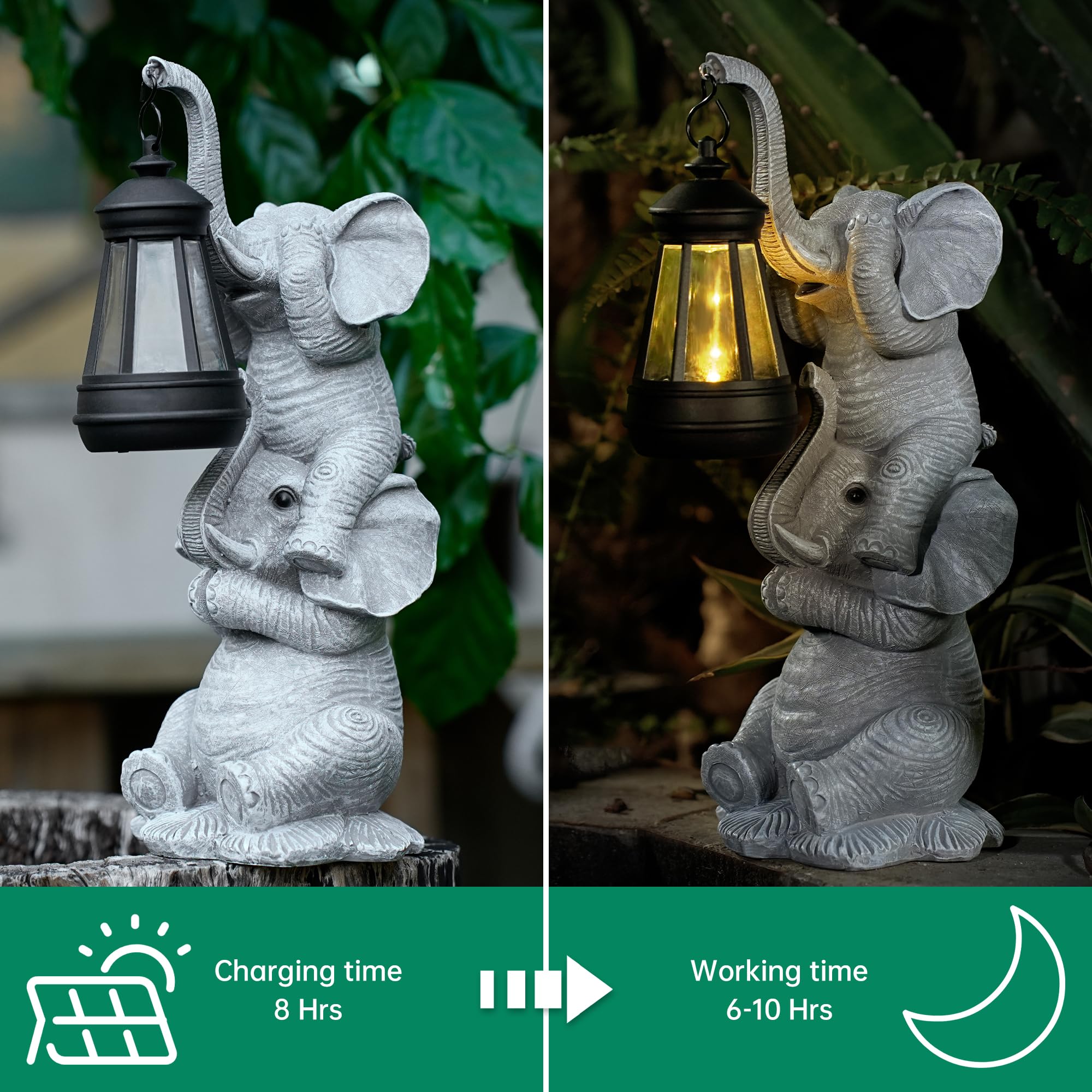 Solar Elephant Garden Statue With Led Lights - Waterproof Outdoor Decor For Patio, Yard, Balcony - Unique Elephant Gifts For Wom