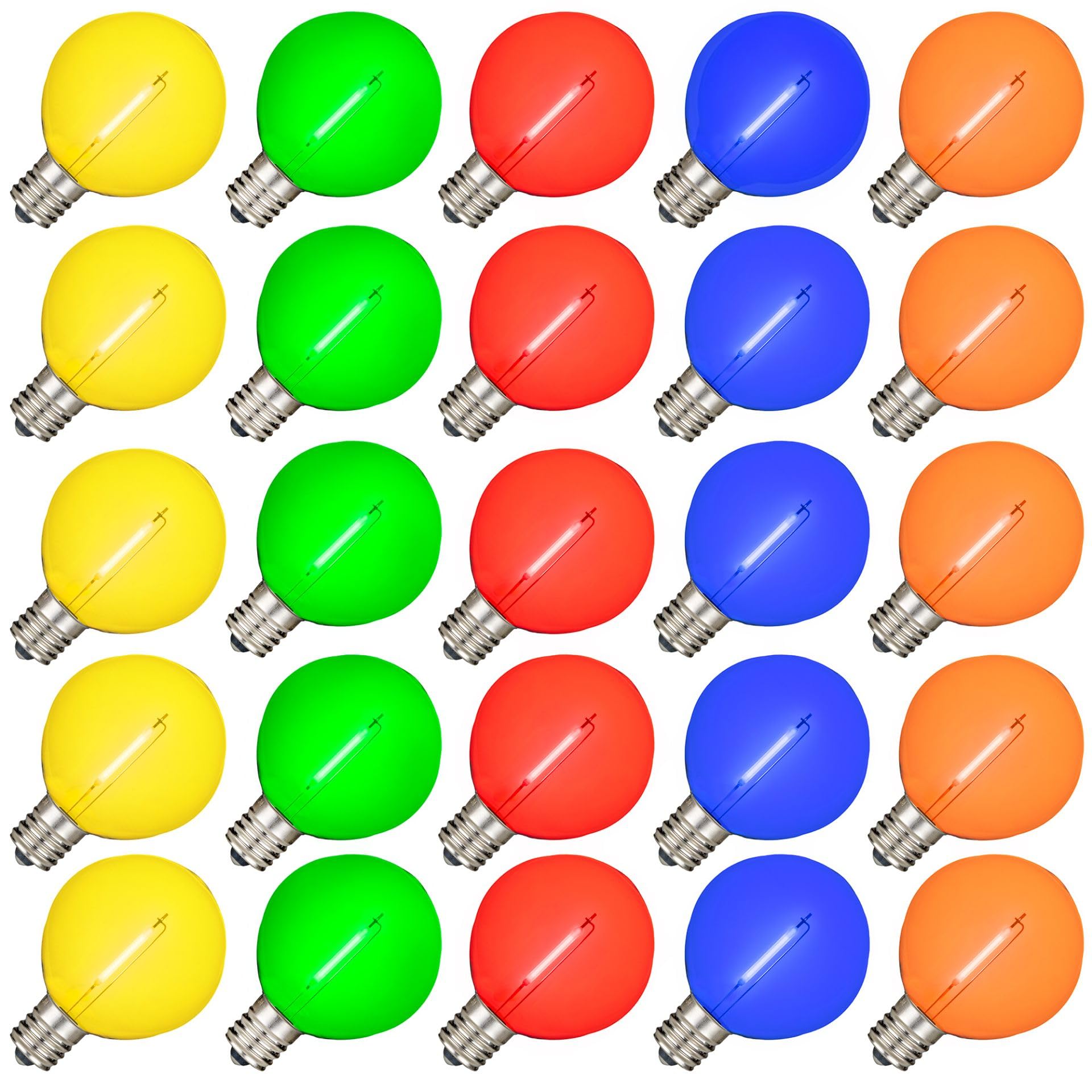 Novelty Lights G50 LED Light Bulbs, E17 C9 Shatterproof, Multicolor, 0.6 Watt, Outdoor Patio Decor