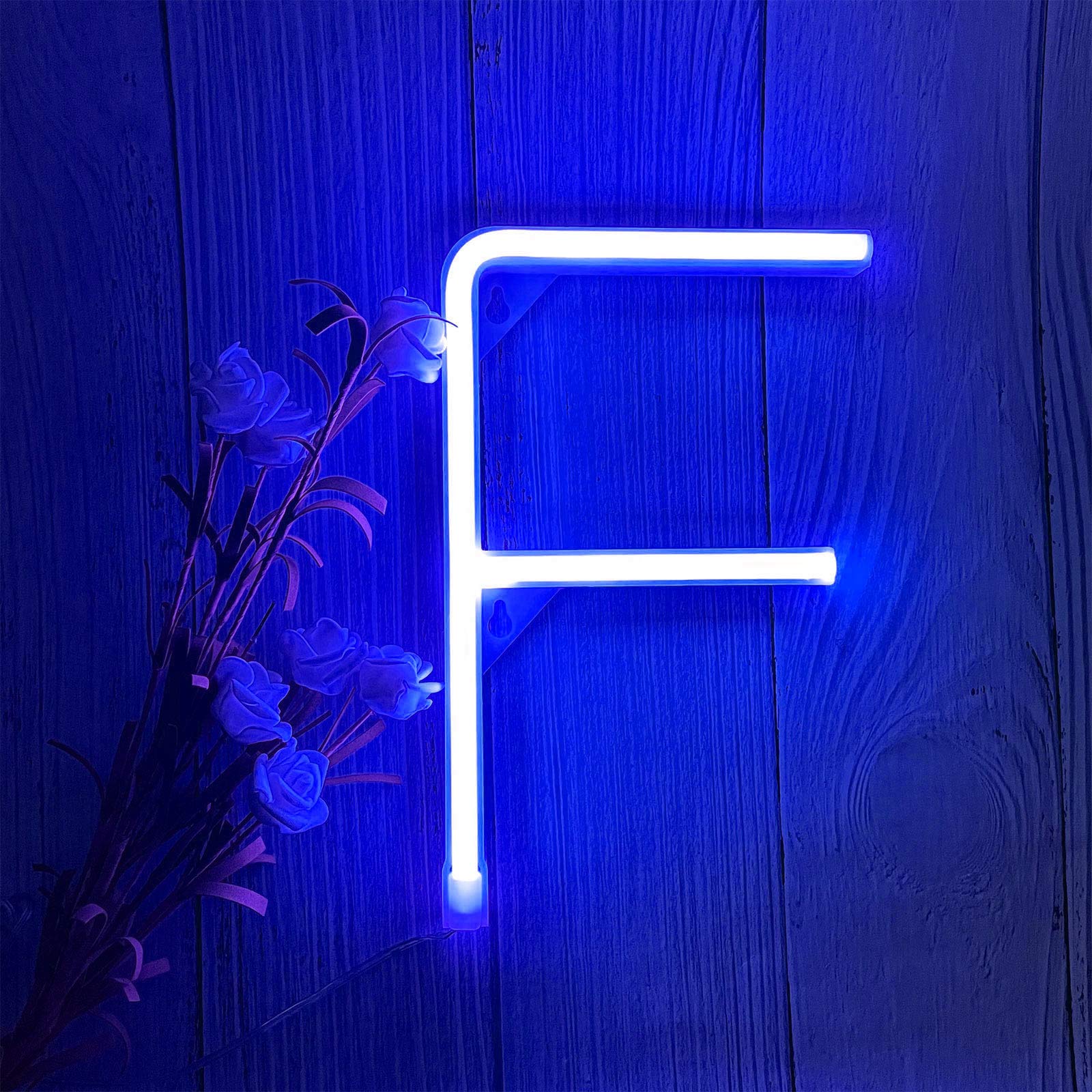 ENUOLI LED Blue Neon Letter Sign, Battery/USB Operated, Plastic Marquee Light, Model nNH.F-B, Decorative Wall Decor for Kids Rooms