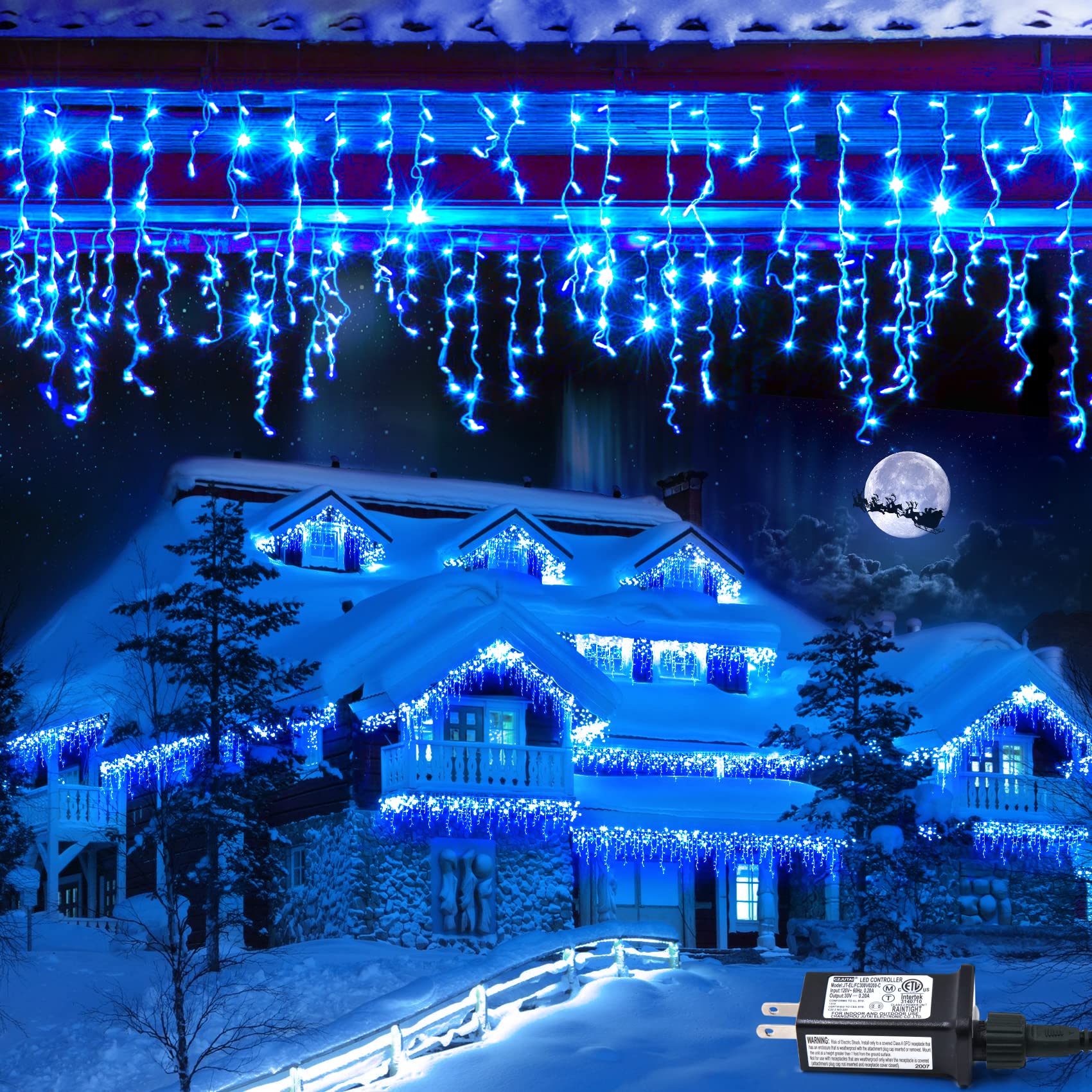 Jmexsuss 800 Led Blue Icicle Christmas Lights Outdoor, Icicle Lights For Outside With 160 Drops, Blue Christmas String Lights In