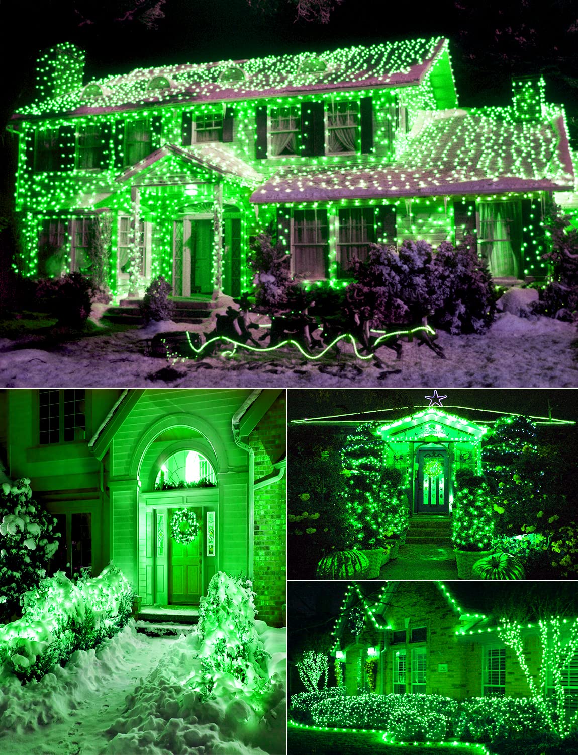 Jxledayy 200 Ft 500 Led Christmas Lights Outdoor Fairy Lights Plug In Clear Wire String Lights Waterproof 8 Modes Timer For Outside Xmas Garden Tree Patio Yard Party Decorations-Green