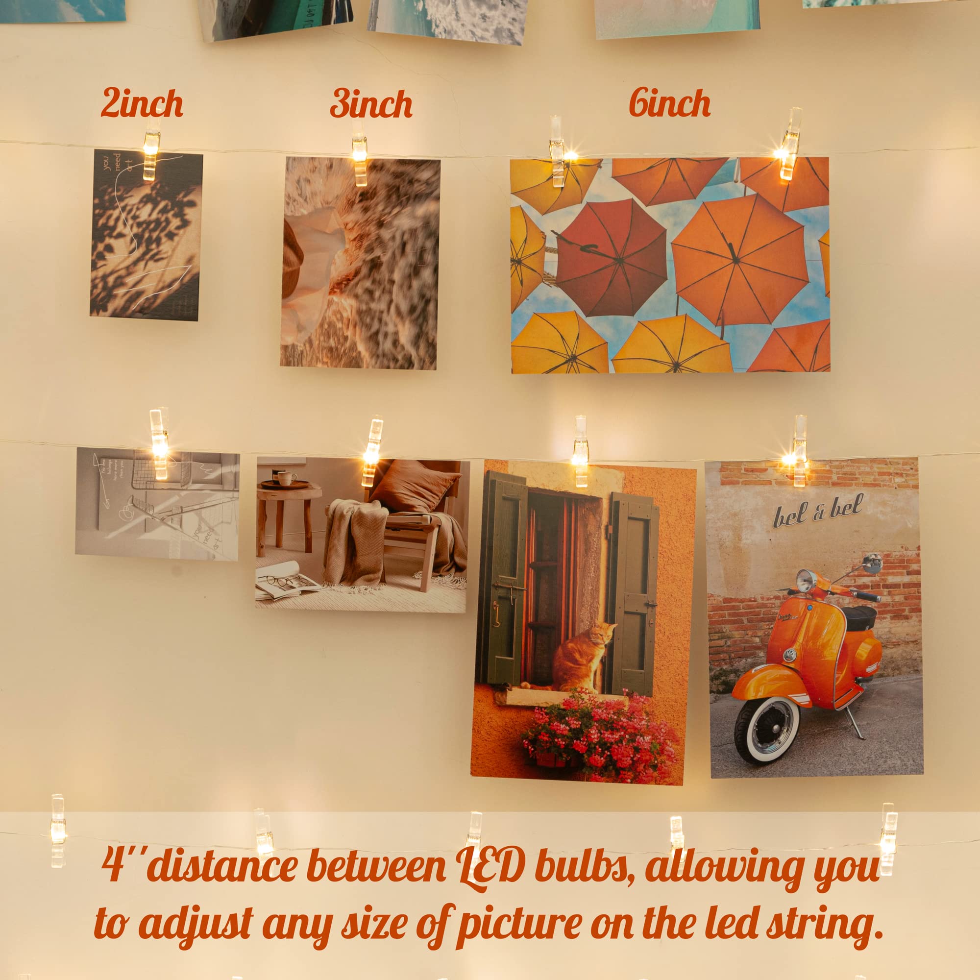 100Led Photo Clips String Light,33Ft Fairy Lights With 51Clips, Battery Operated String Lights With Clips For Pictures, Room Decorations For Dorm Wall Bedroom Wedding Christmas Tree (Clear Clips)