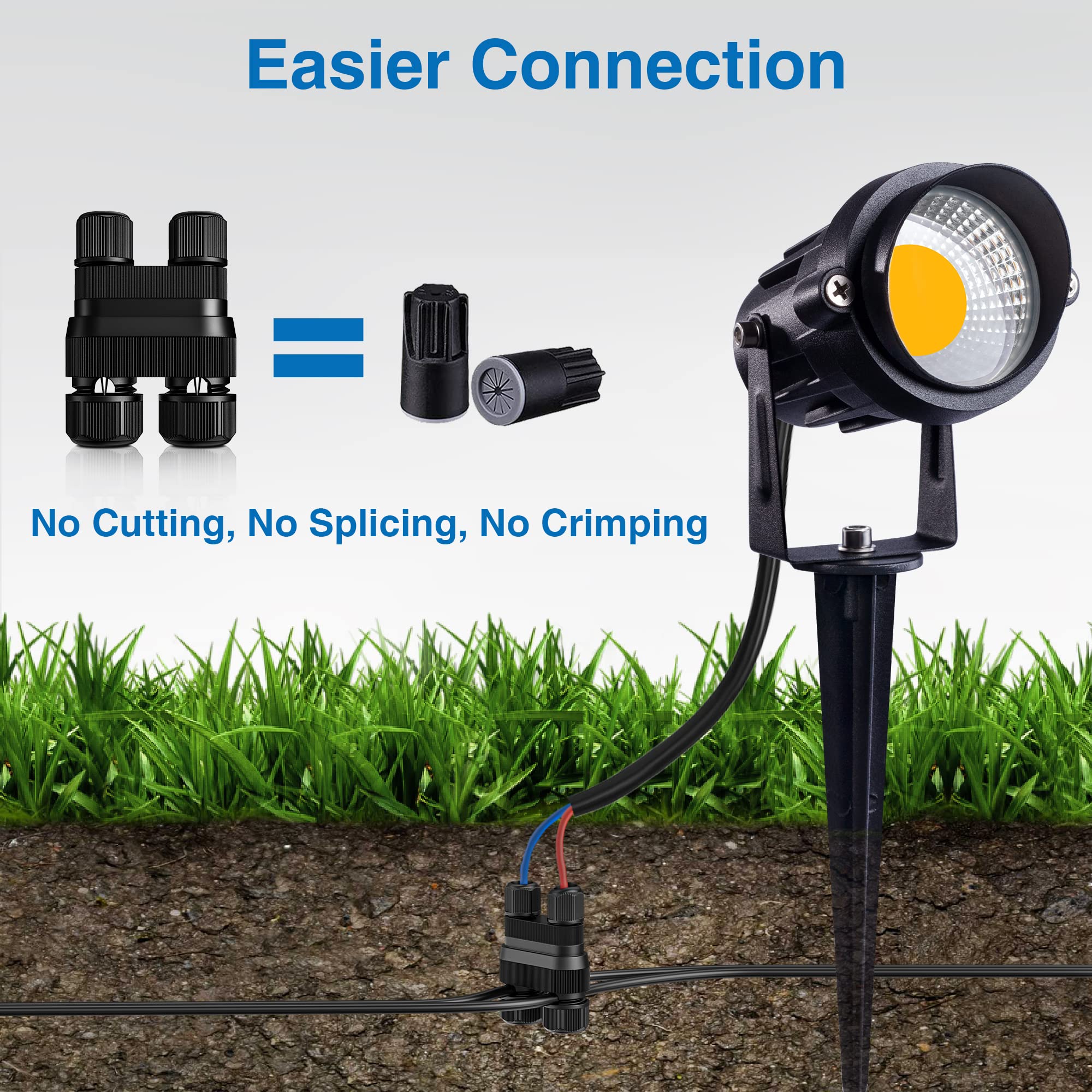 Sunvie Fastlock2 Low Voltage Wire Connector Landscape Lighting Connectors Waterproof 12-18 Gauge Wire Connectors For Low Voltage