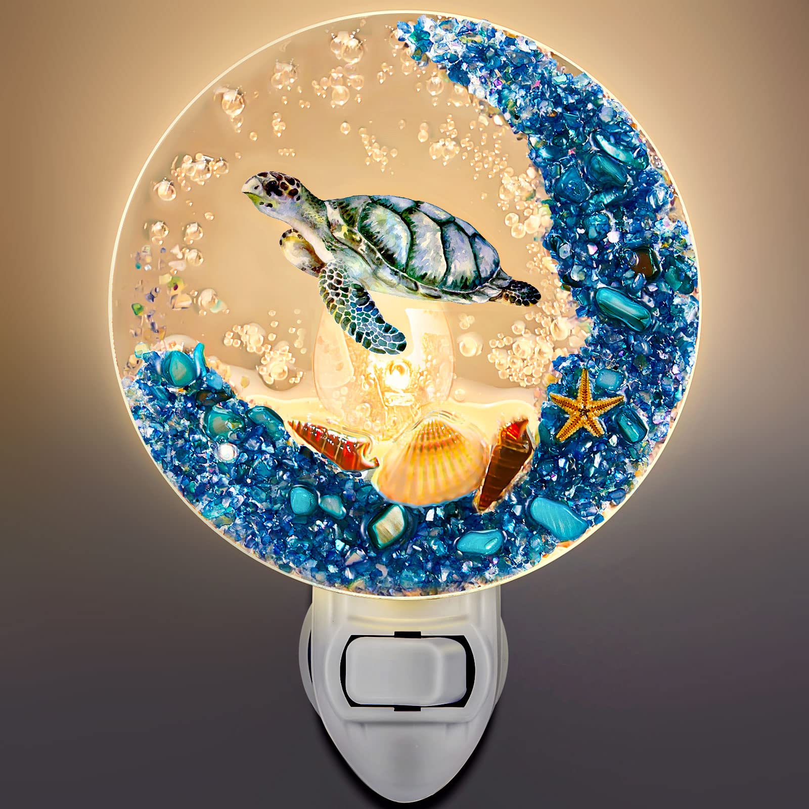 Hortsun Seashell Night Light - Ocean Animal Decorative Lamp for Bedroom, Living Room, Bathroom, Approx. 4.7x3.2x3.2 inches, Multicolor