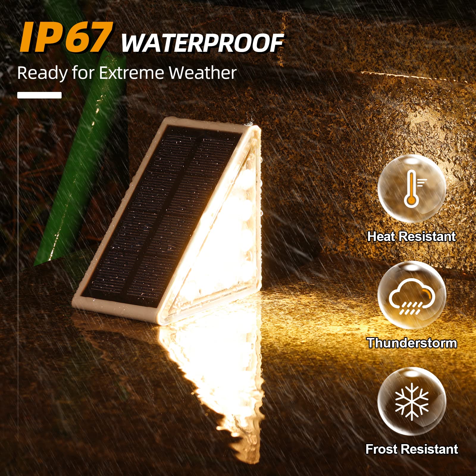 NIORSUN Solar Step Lights - 12 Pack Warm White Waterproof Stair Lights, IP67, Auto On/Off, for Outdoor Steps, Patio, Yard, Porch, Deck Decor